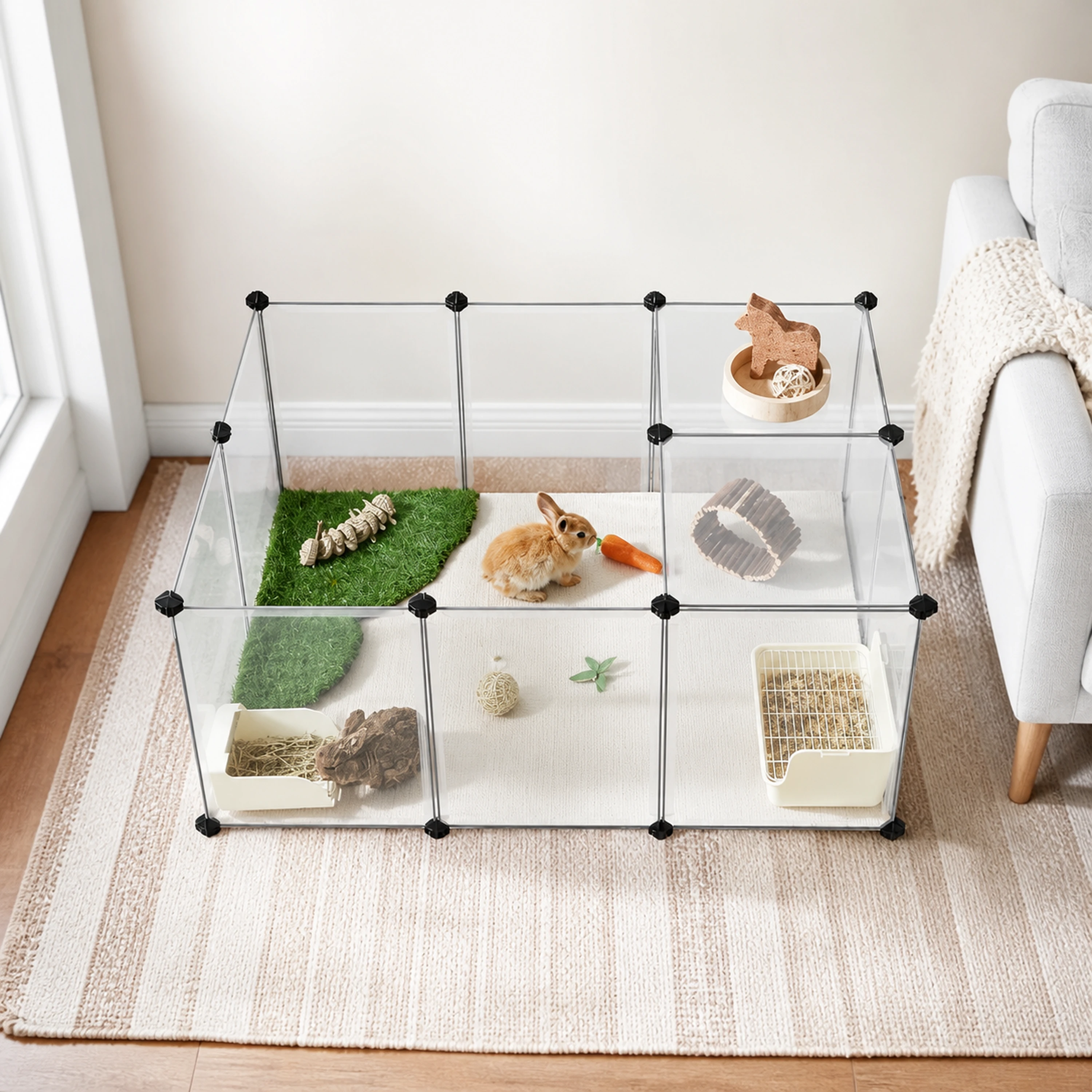 Corral para Mascotas 35×35cm Metal Transparente