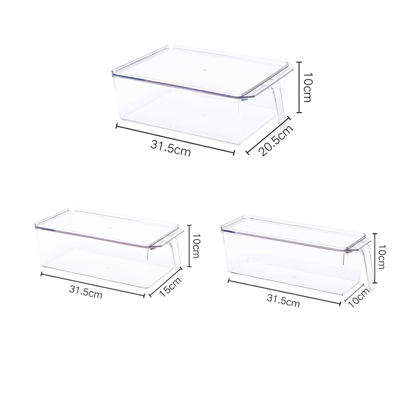 Caja de Almacenamiento Multitamaño PET con Asa con Tapa Transparente