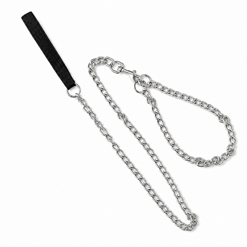 Correa para Mascotas 4.0×120cm Hierro + Cuero Negro