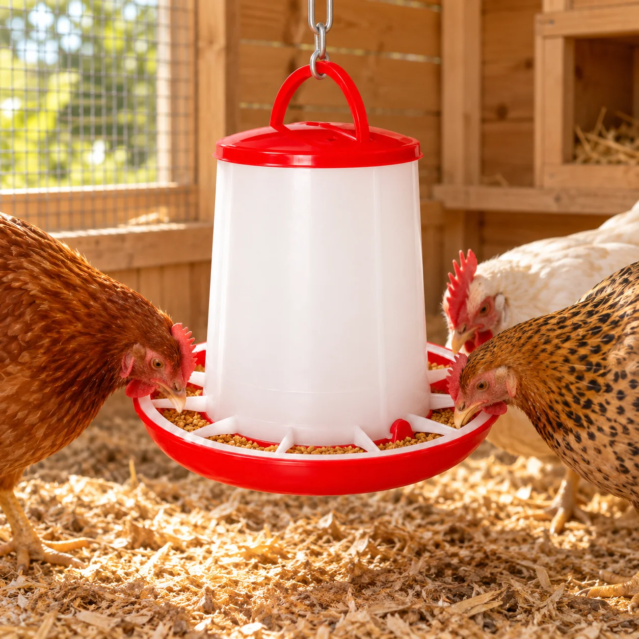 26*26*23cm Comedero para Aves Plástico Rojo