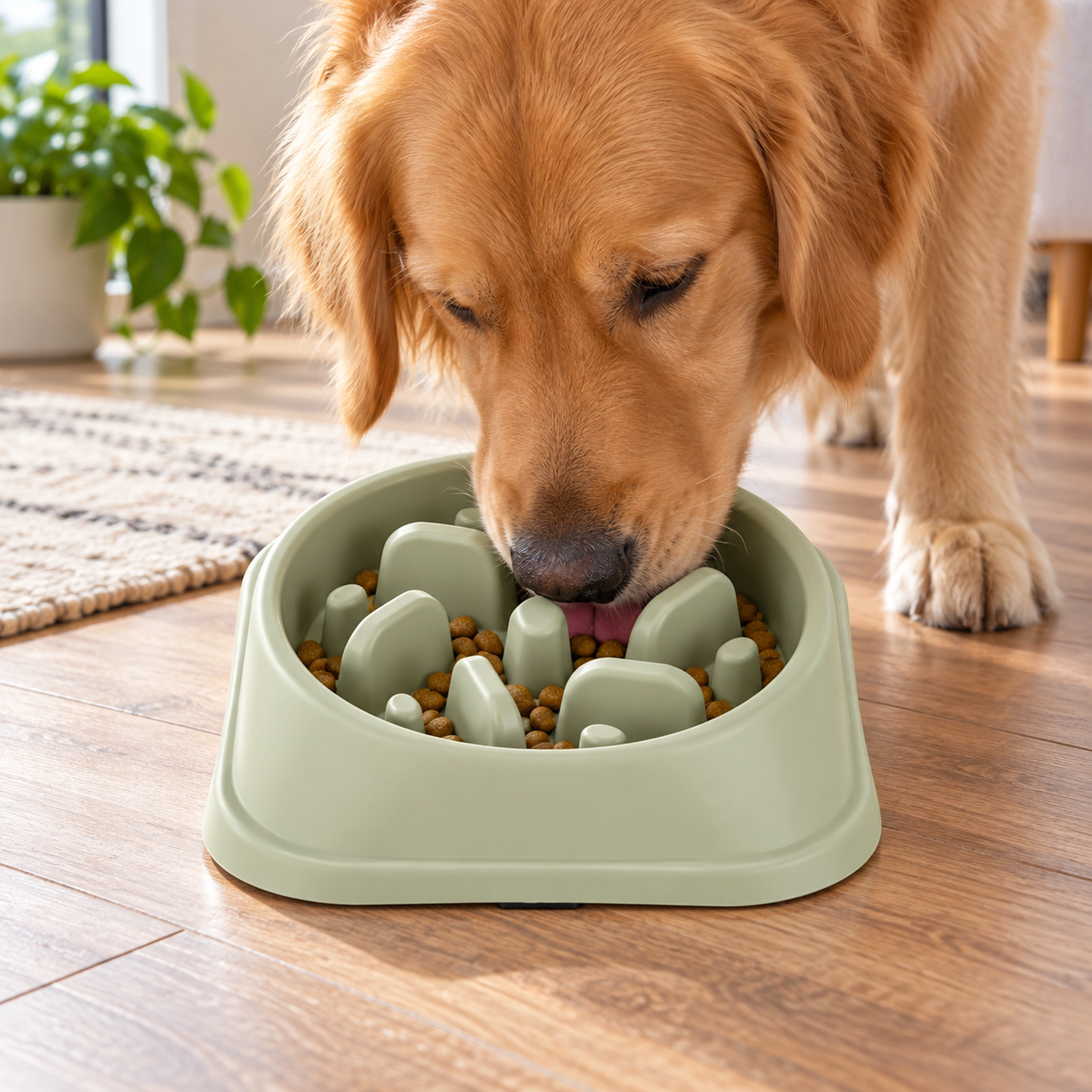 Plato para Comer Lento de Mascotas 13 × 10 × 18 CM de Plástico para Perros