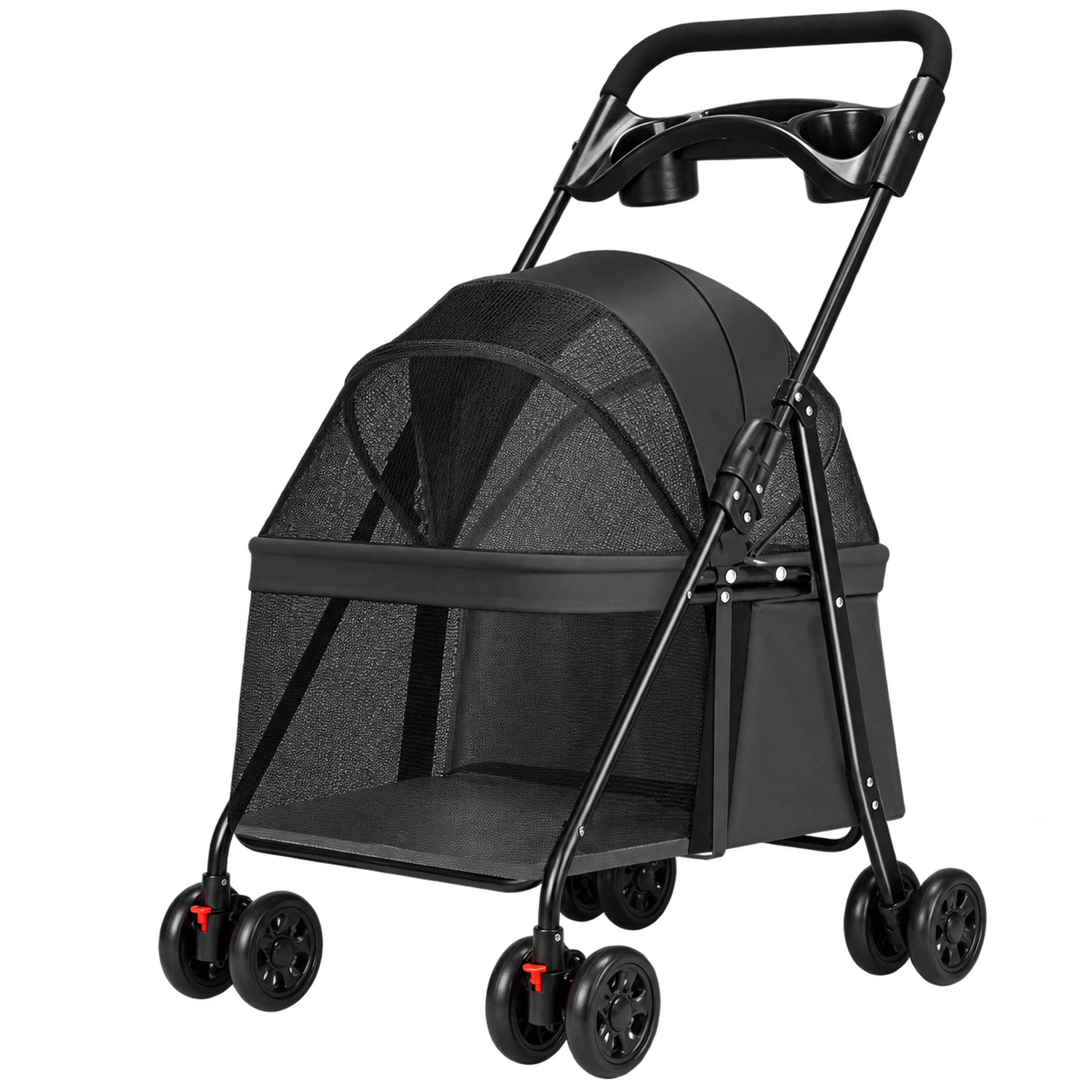 Cochecito para mascotas 97x49x69cm de tela Oxford color negro