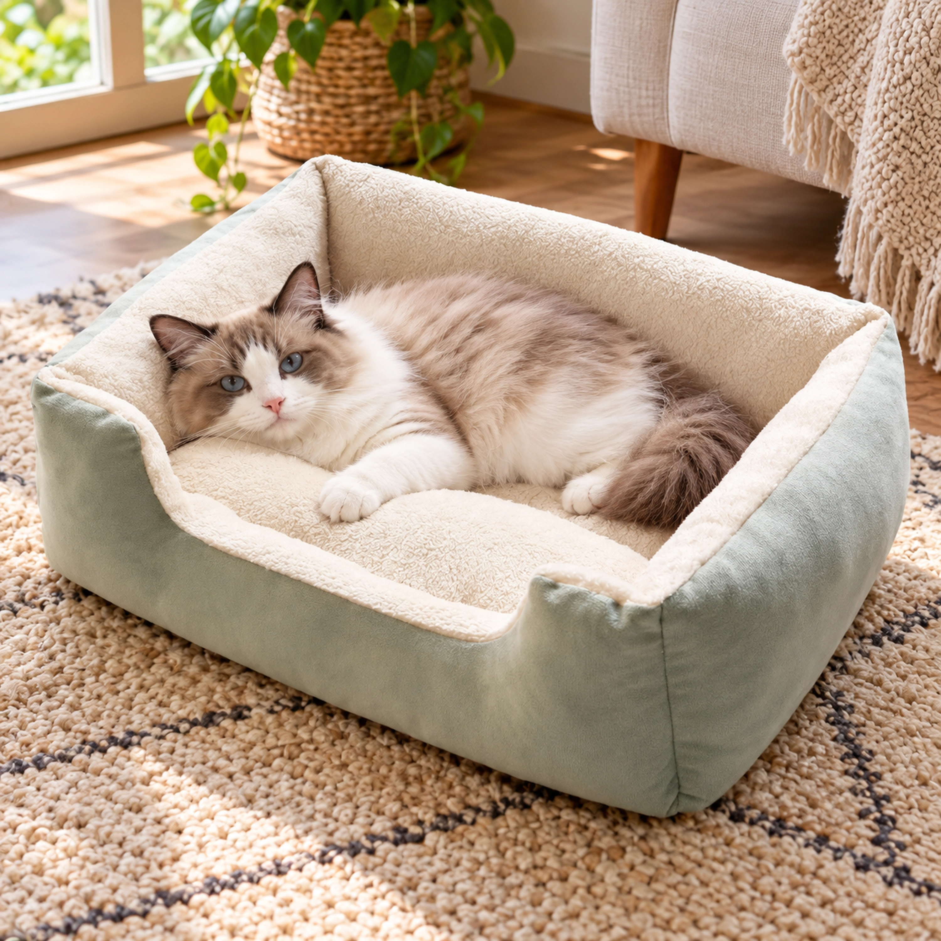 Cama para Mascotas 60 × 45 × 15 CM de Poliéster para Mascotas