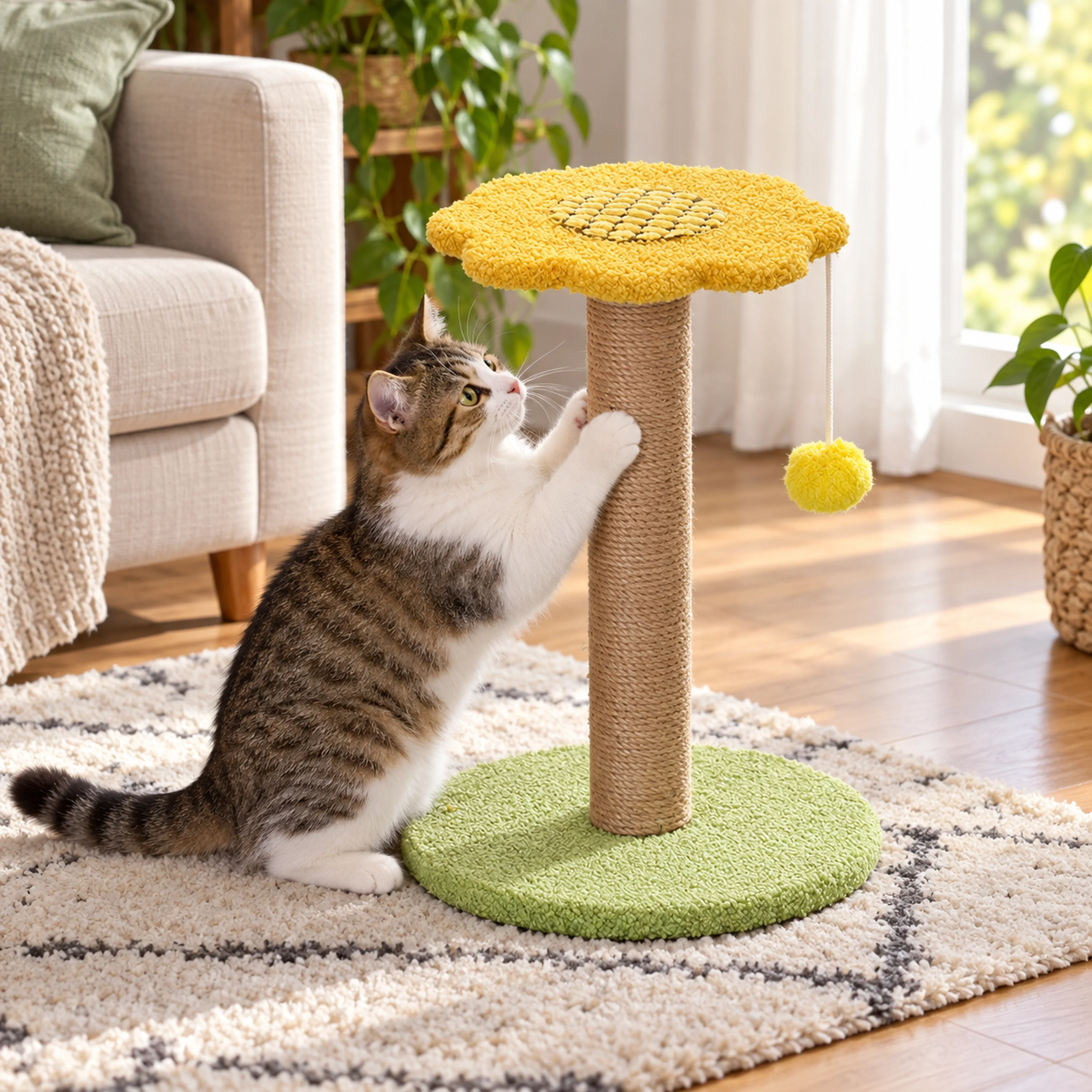 Árbol para Gatos 27 × 27 × 32 CM de Sisal y Felpa para Mascotas