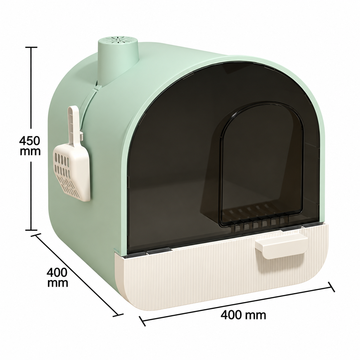 Caja de Arena para Gatos 45 × 40 × 40 CM de Plástico para Gatos
