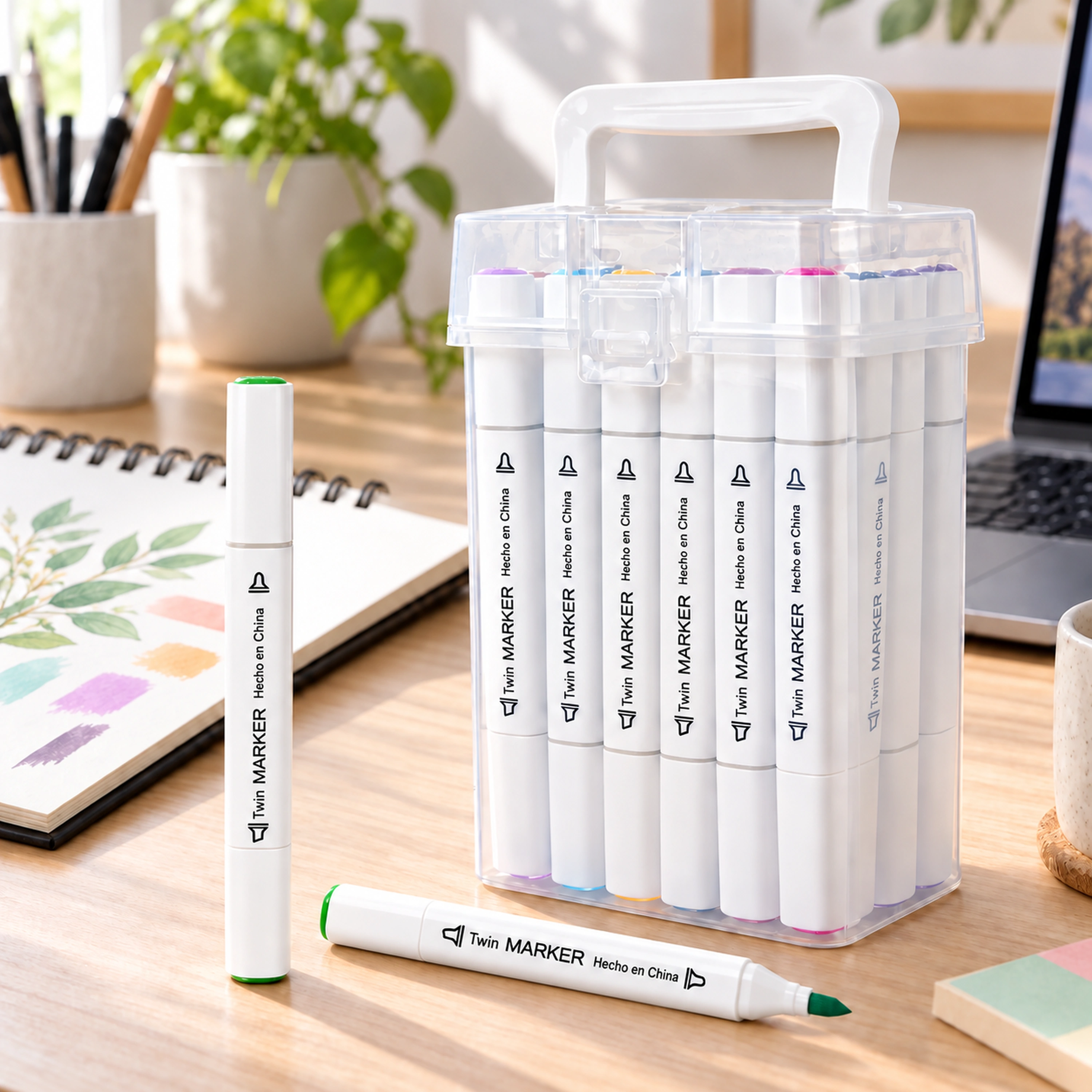 Marcador de Doble Punta 24 Colores de Plástico para Escritura