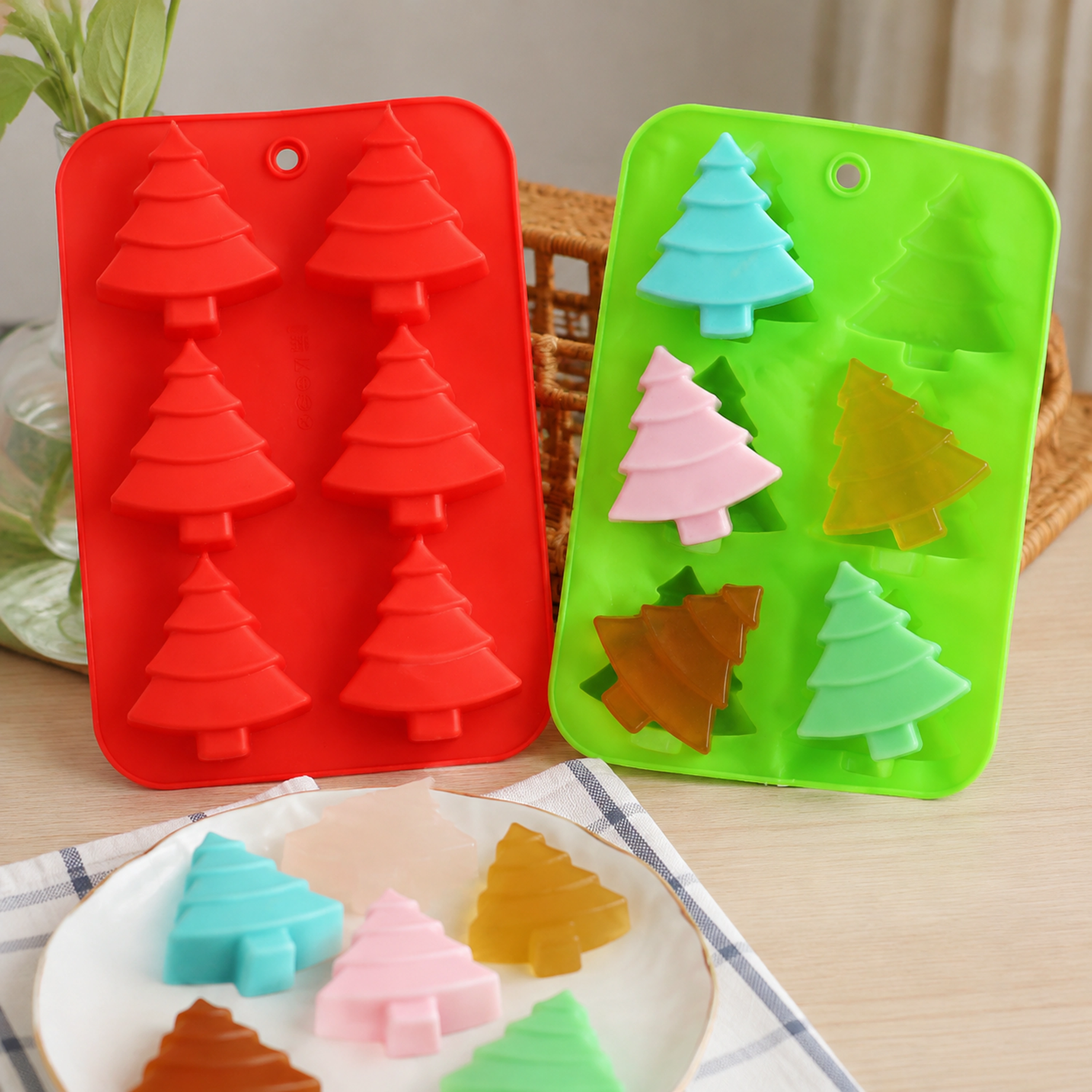 Molde de Silicona Árbol de Navidad 25 × 17.5 × 3 cm de Silicona para Hornear