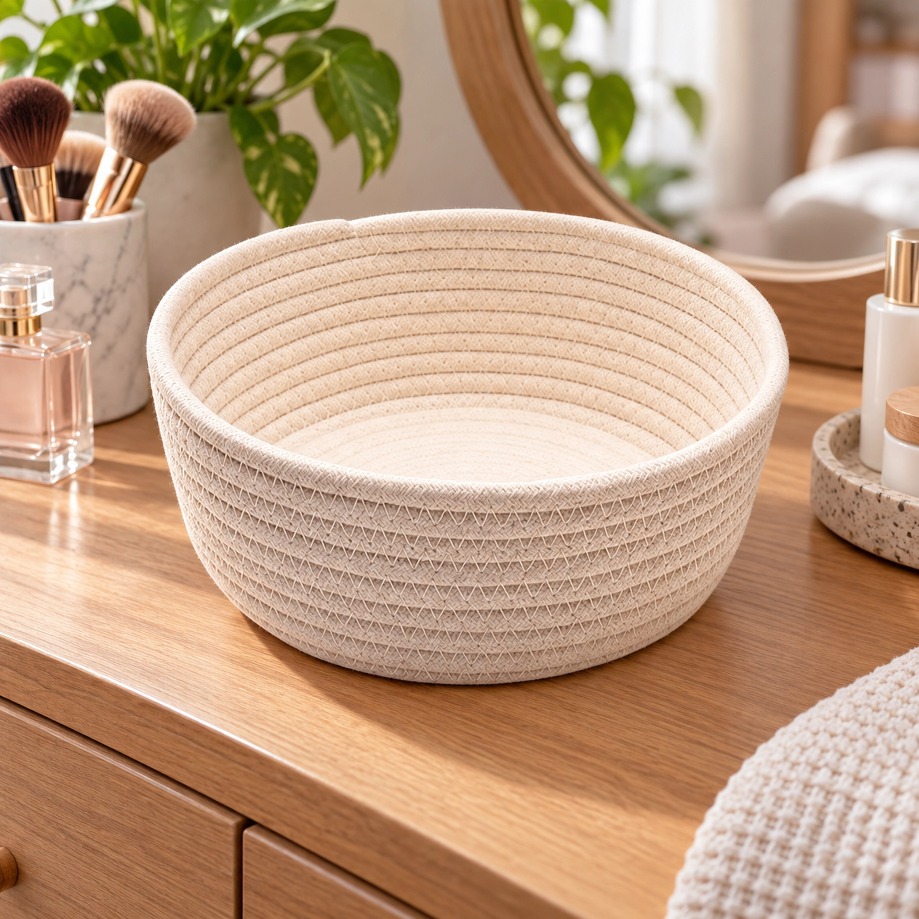 Cesta de Almacenamiento de Cáñamo Beige 17*7.5cm+21*8cm+23*9cm 3 Piezas