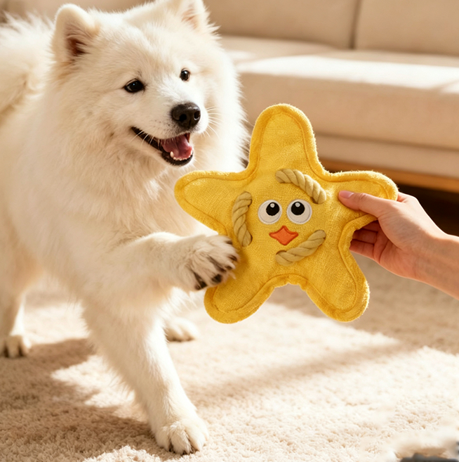 22*22cm para Perro Resistente a La Mordedura para Limpieza Dental Juguete Lona Oxford Amarillo