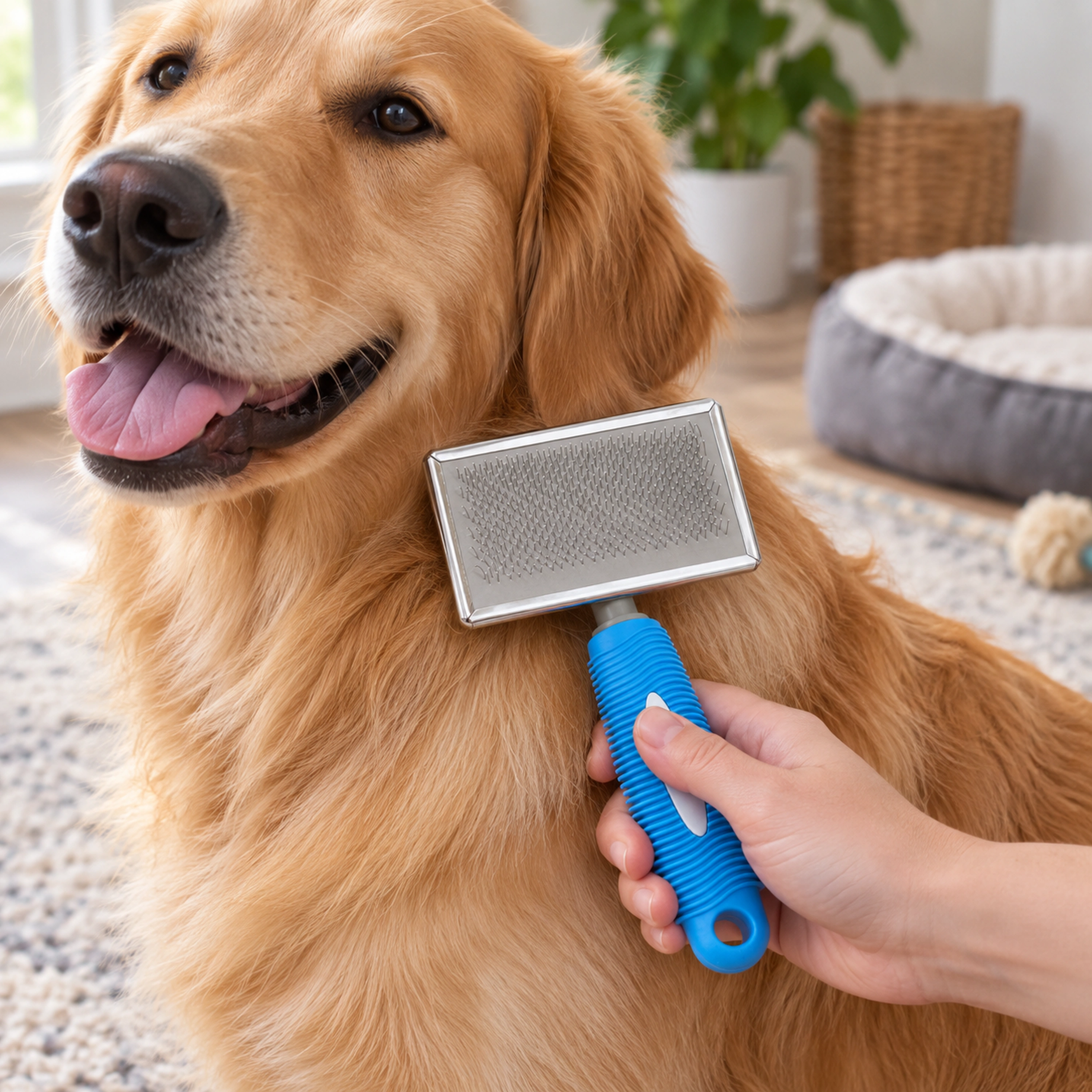 Cepillo de Púas para Mascotas Tamaño Grande de Hierro + Plástico para Cepillar Mascotas