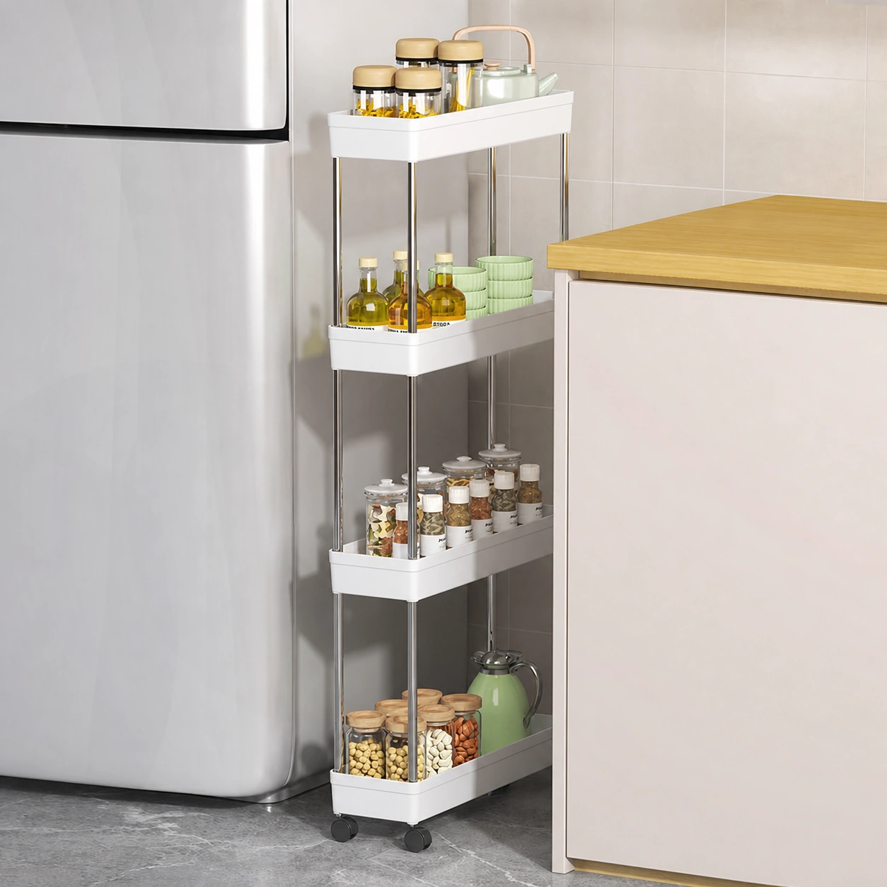 Estante Organizador 40 × 22 × 86 cm de Plástico y Hierro para Objetos Varios image 1