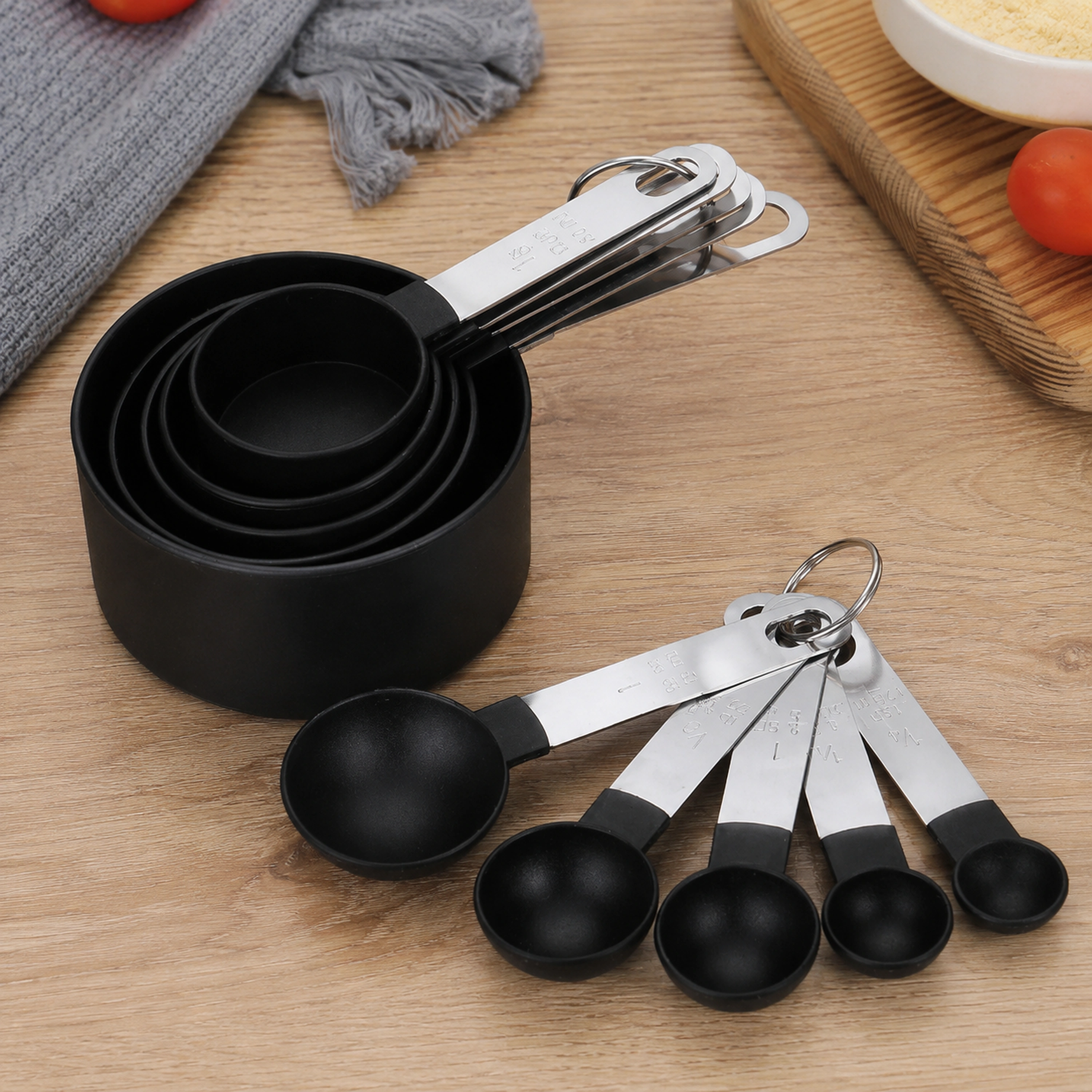 Juego de Tazas y Cucharas Medidoras 10 Piezas de Acero Inoxidable y PP de Grado Alimenticio para Hornear image 1