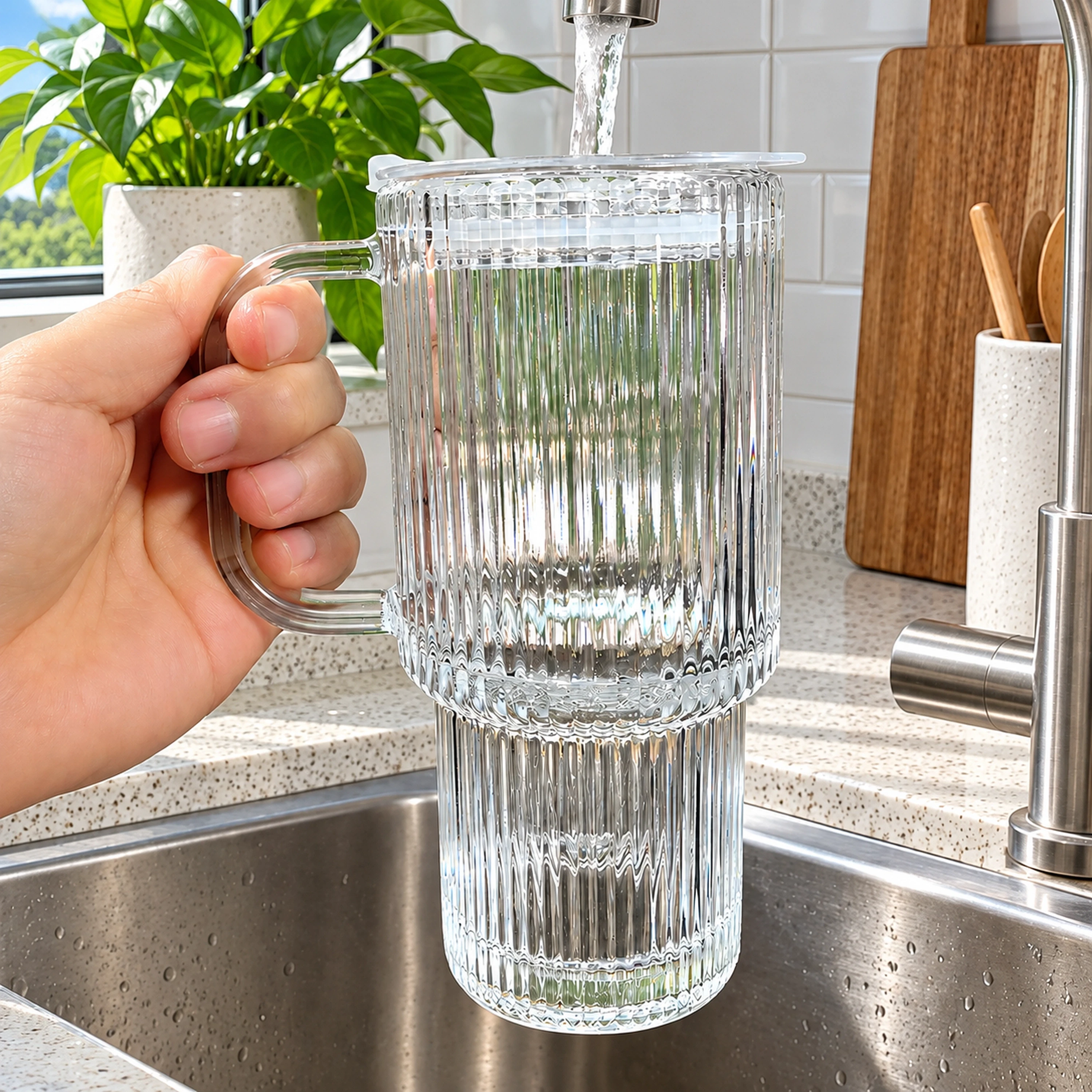 500ml Vaso con Popote Gran Capacidad Vidrio para el Hogar image 1