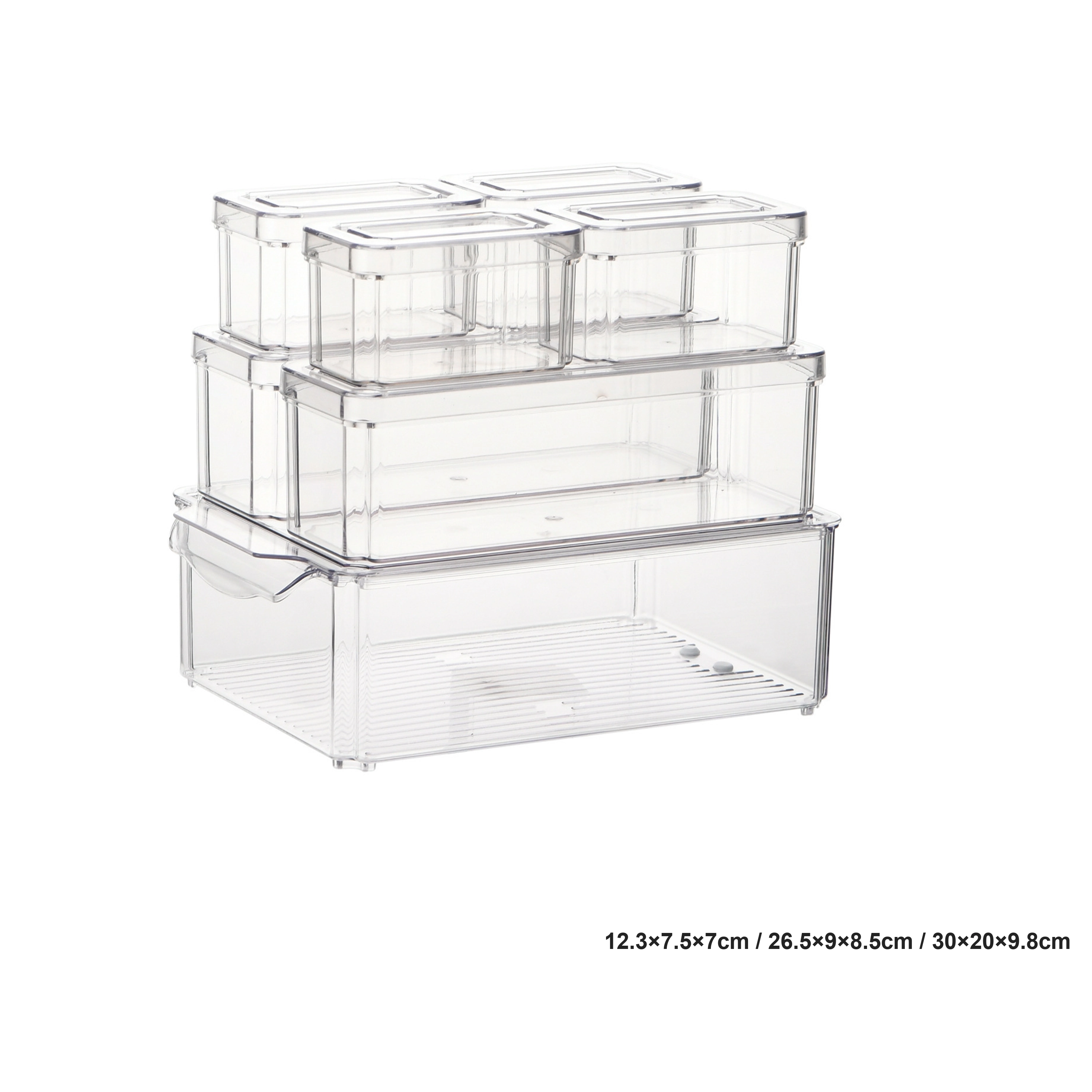 Caja de Almacenamiento para Nevera Plástico 12.3*7.5*7cm，26.5*9*8.5cm，30*20*9.8cm 1350ML，4000ML，450ML 7 Piezas