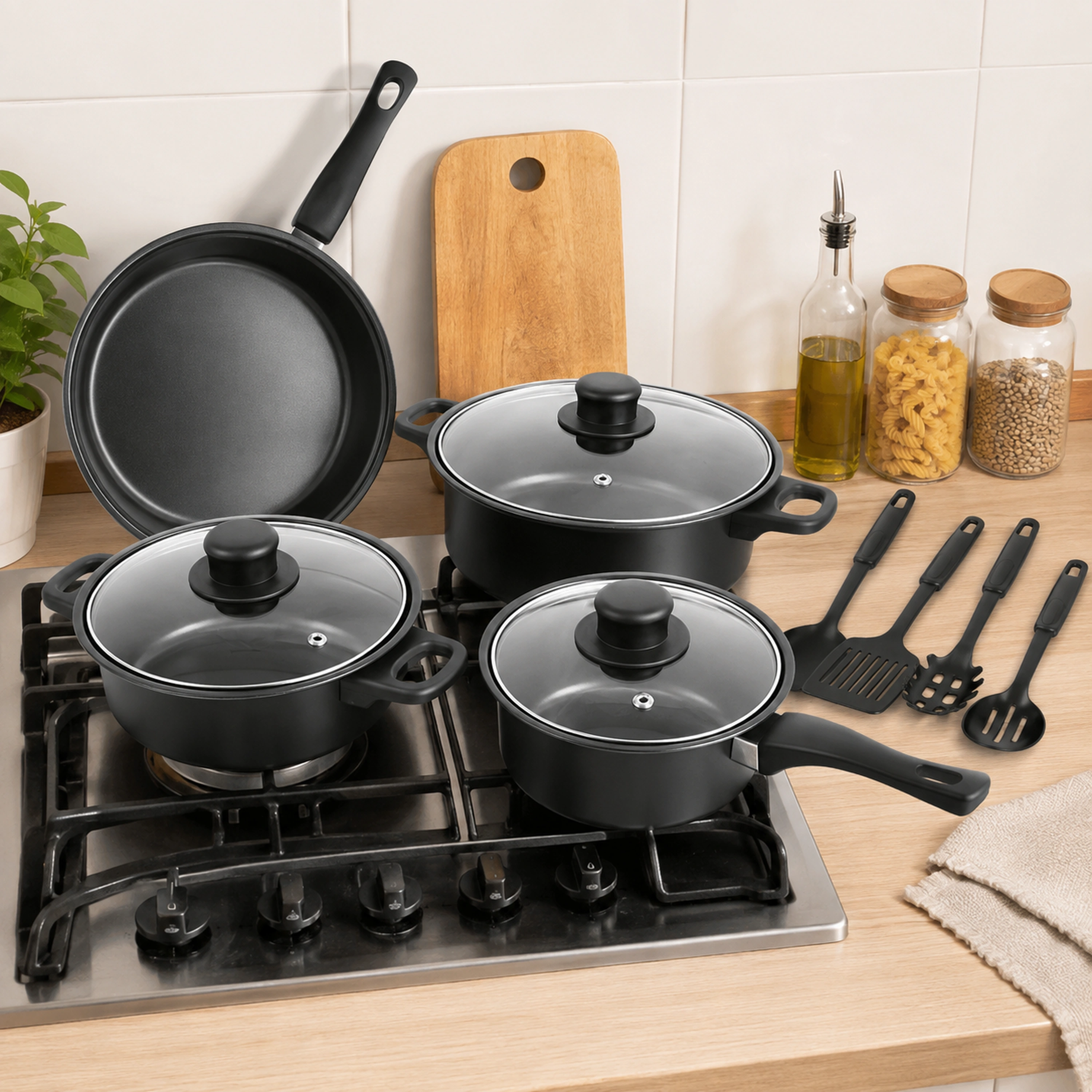 Juego de Ollas 13 Piezas de Acero Inoxidable para Cocina