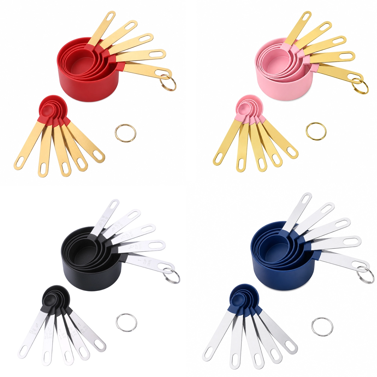 Juego de Tazas y Cucharas Medidoras 10 Piezas de Acero Inoxidable y PP de Grado Alimenticio para Hornear image 2