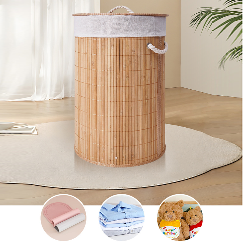 Cesta de Almacenamiento 39*56cm Bambú Plegable Color Madera