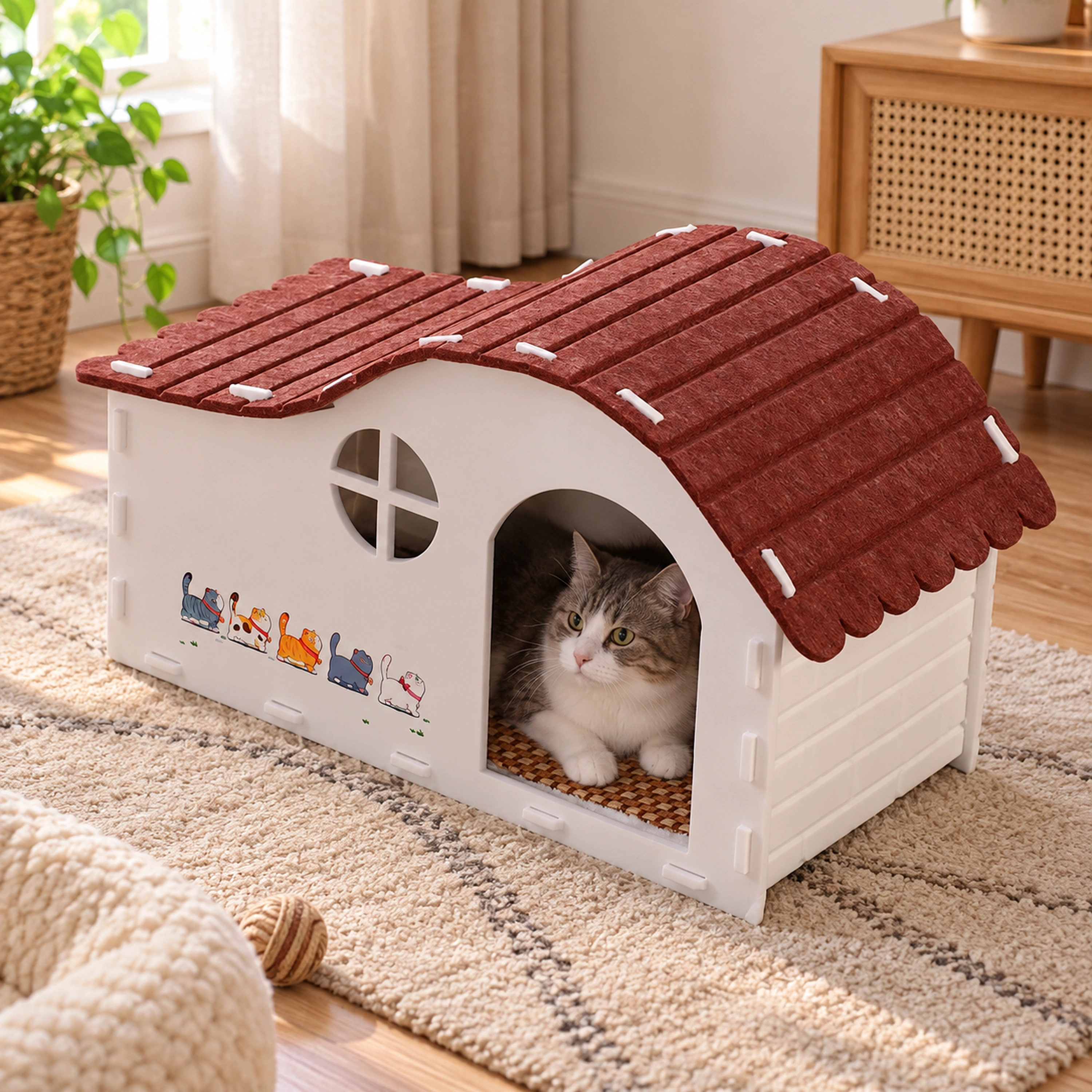 Casa para Gatos 37 × 30 × 60 CM de Madera para Gatos image 1