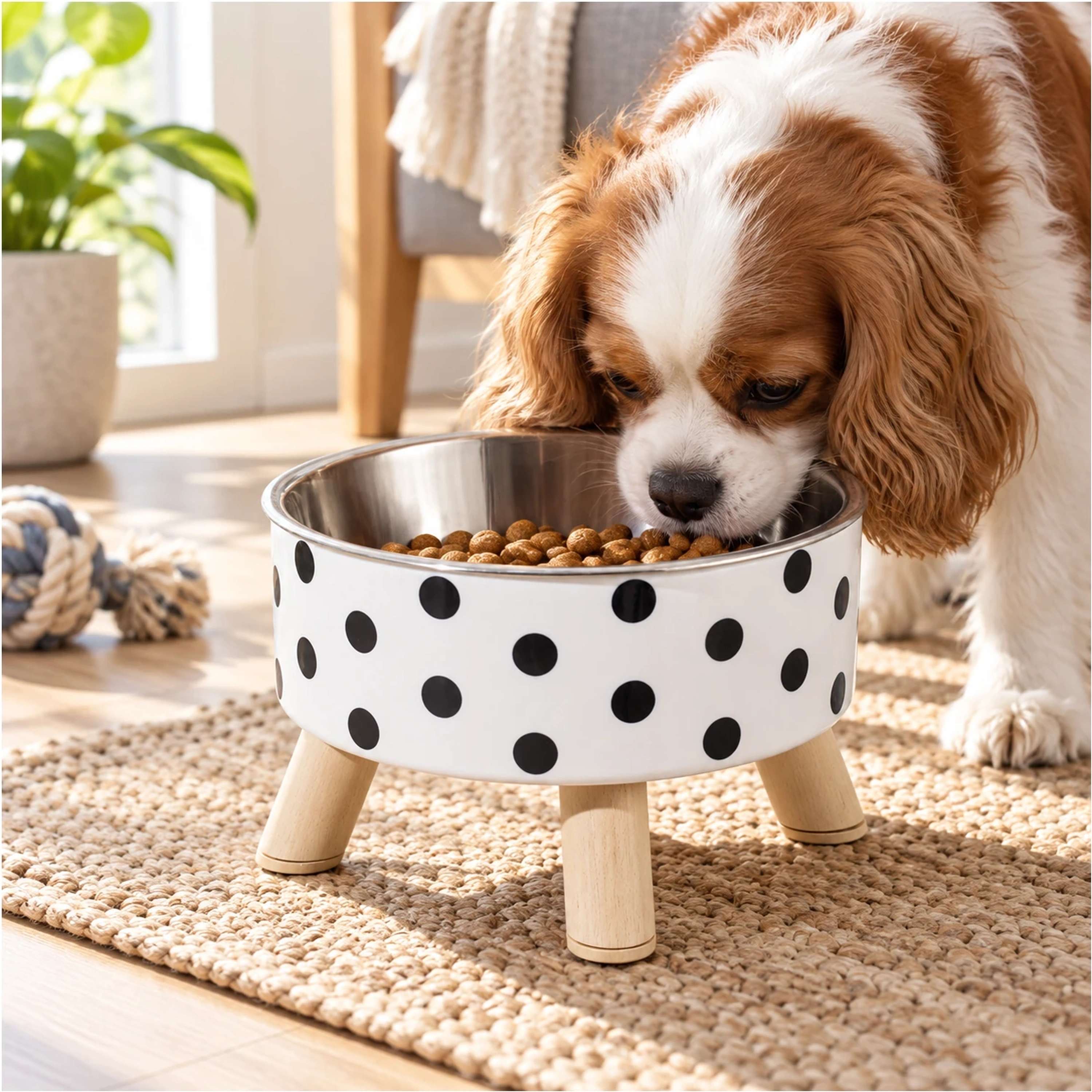 14*6cm para Mascotas Anti-vuelco Cuenco Elevado Plástico+Acero Inoxidable Negro