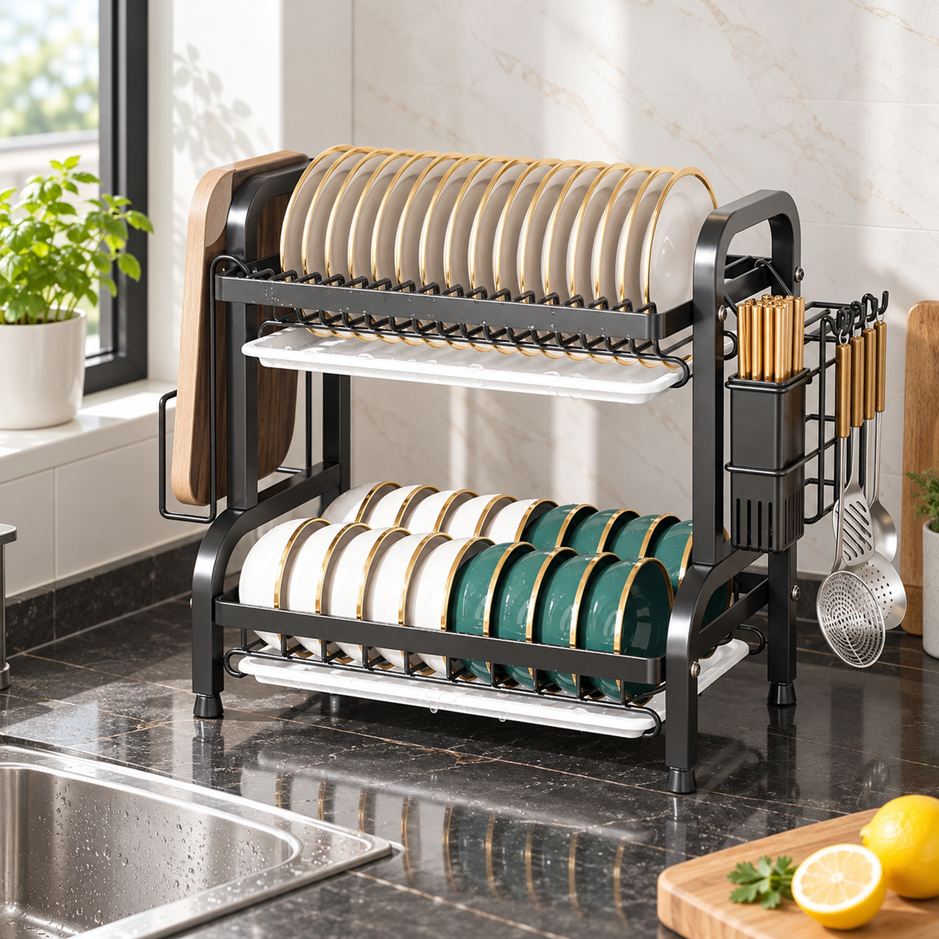 Organizador de Cocina 42 × 39 × 23.5 CM de Hierro para Cocina