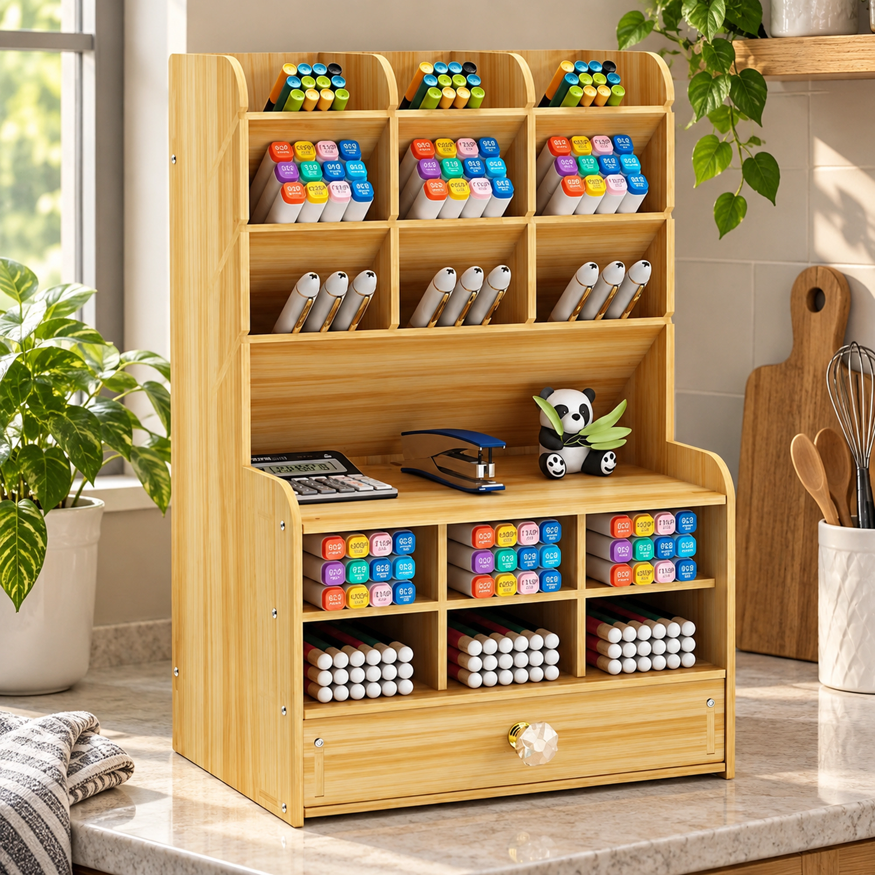 Organizador Madera Amarillo 20.6*15*32.3cm