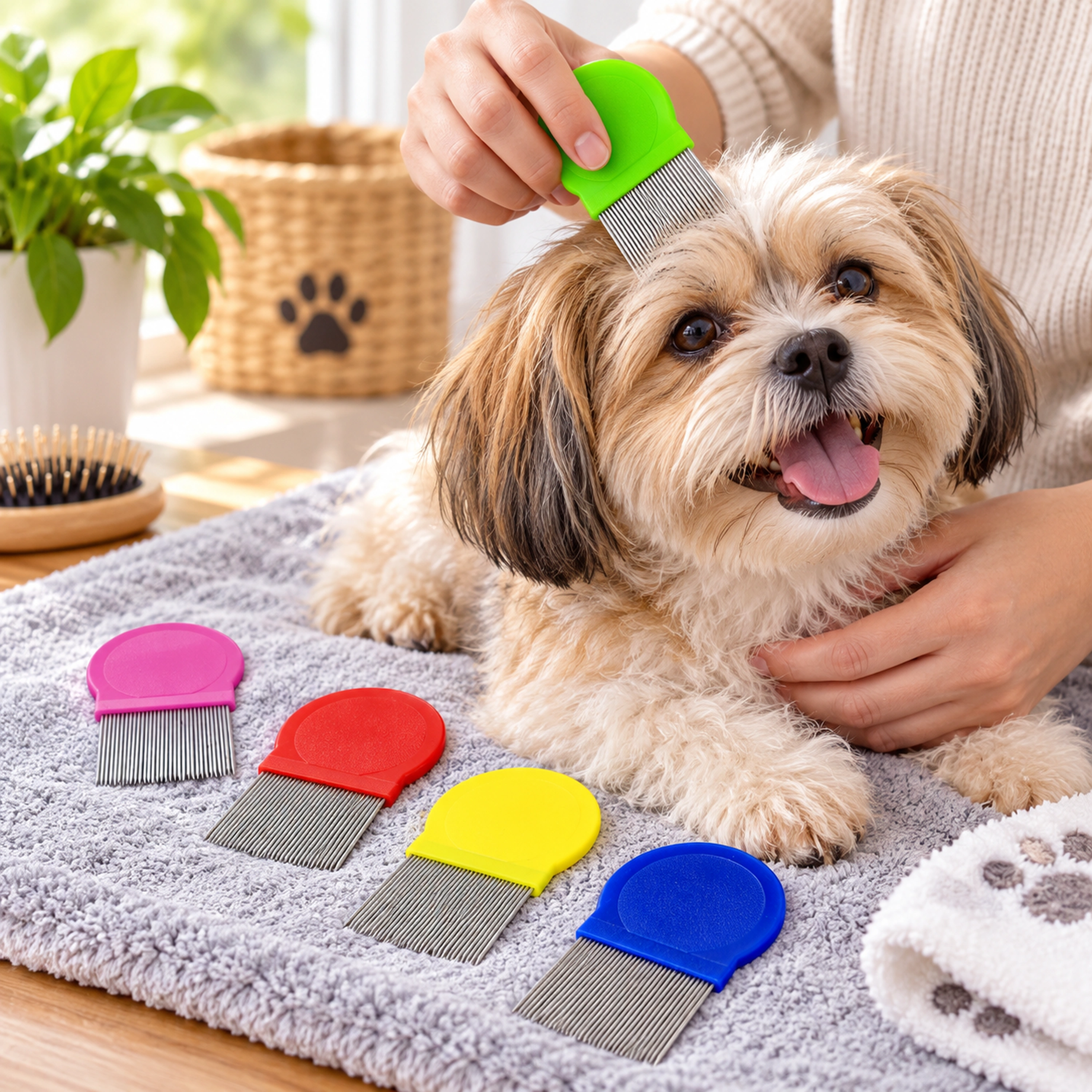 8.7*5.3cm Peine para Mascotas PP+Acero Inoxidable Surtido image 1