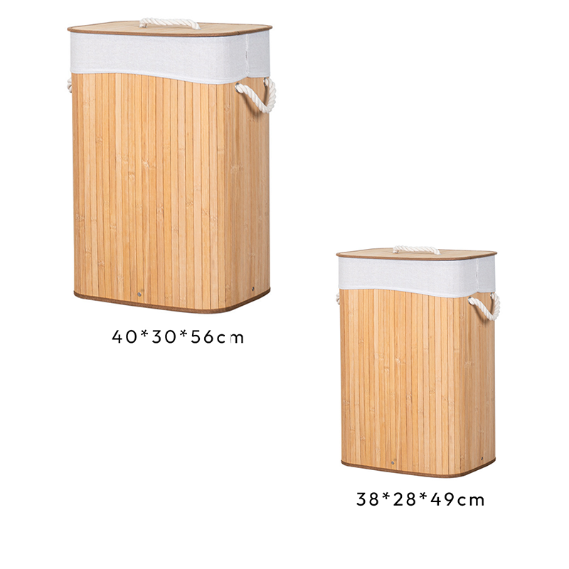 Cesta de Almacenamiento Multitamaño Bambú con Tapa Plegable Color Madera