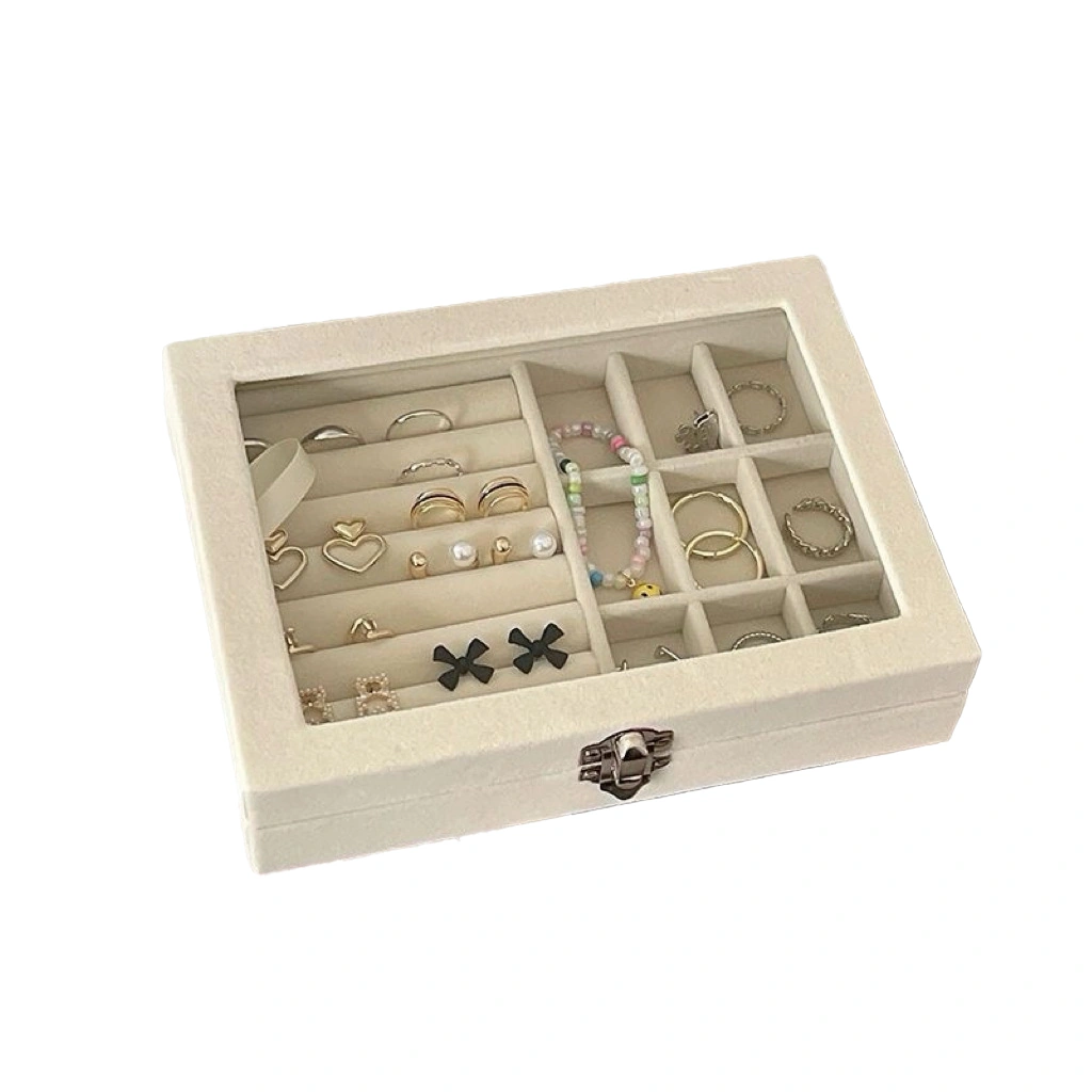 Caja Organizadora de Tela de Felpa 20 × 15 × 4.5 cm de ABS y Tela de Felpa para Objetos Varios