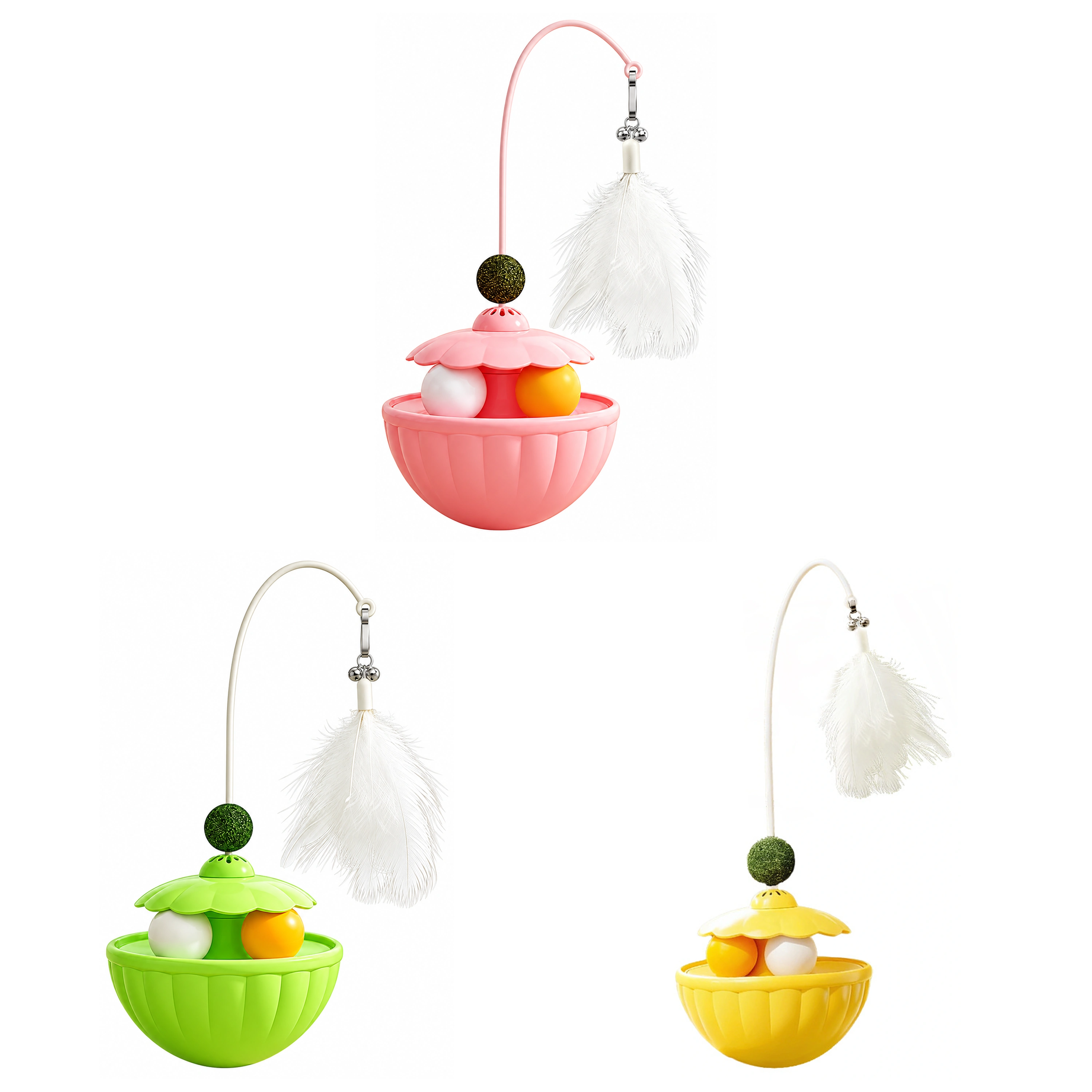 Juguete Dispensador de Comida con Base Inestable 25 × 9 CM de Plástico para Gatos image 2