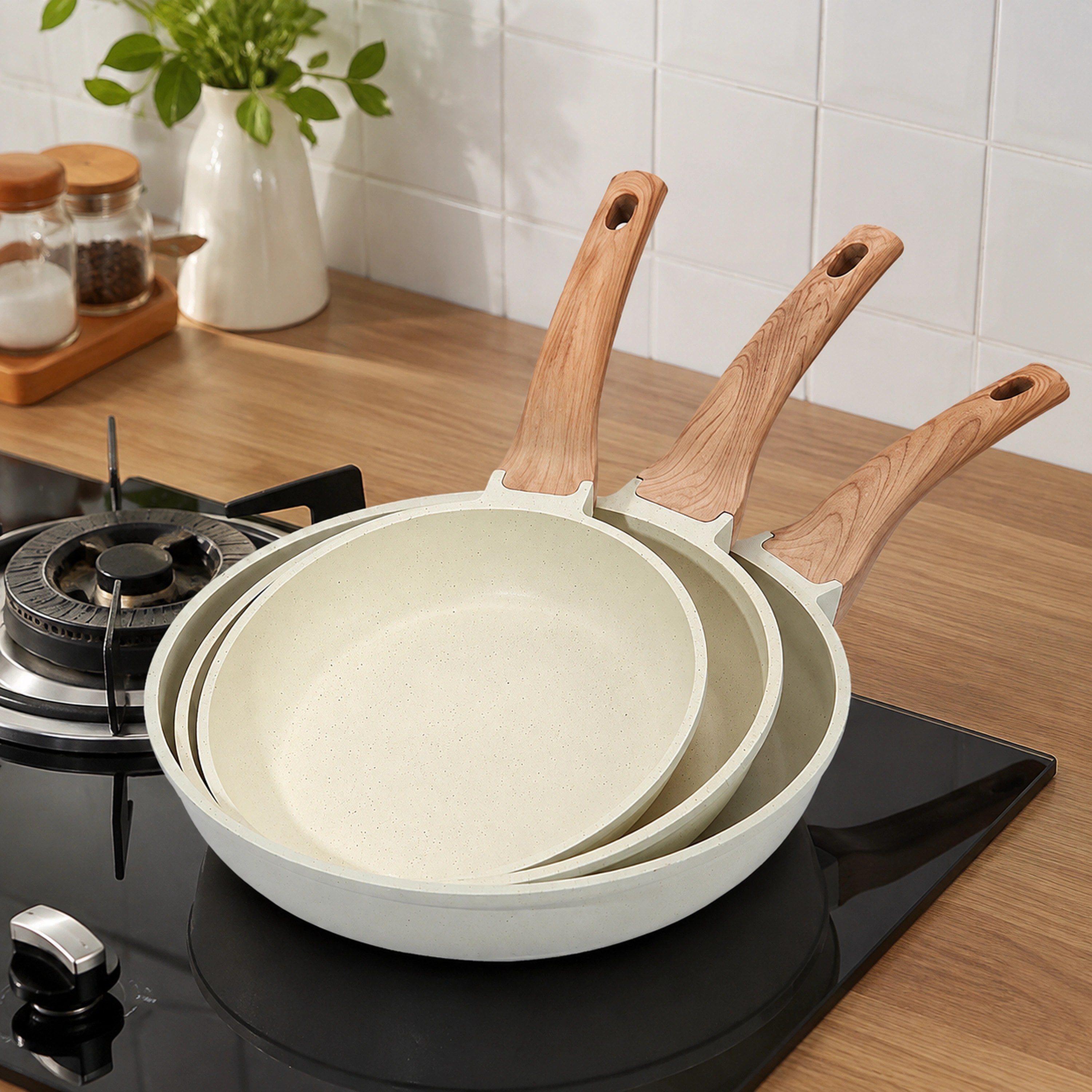 Juego de Sartenes 3 Piezas de Acero Inoxidable para Cocina