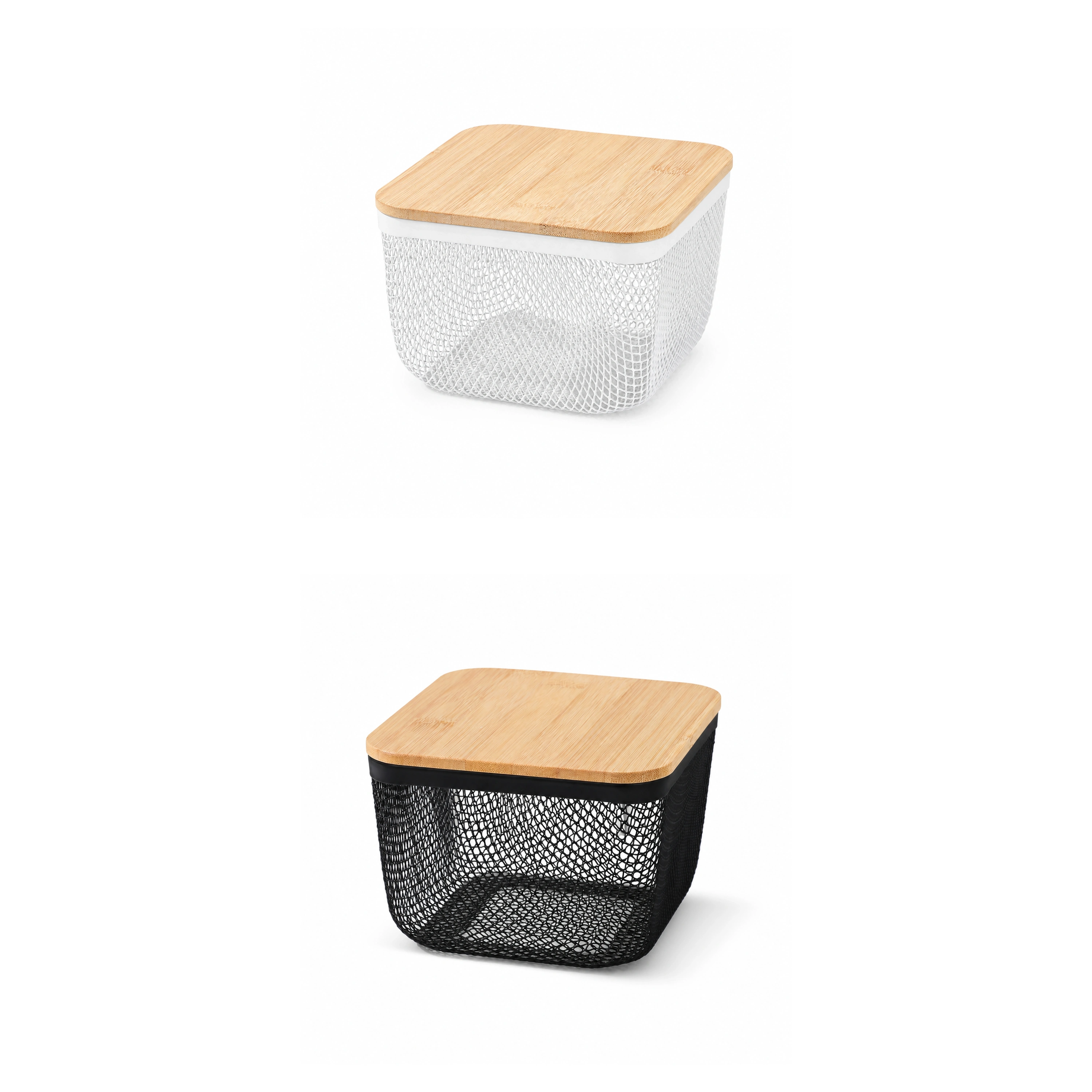 Canasta Organizadora 24.5 × 18 cm de Hierro y Bambú para Objetos Varios