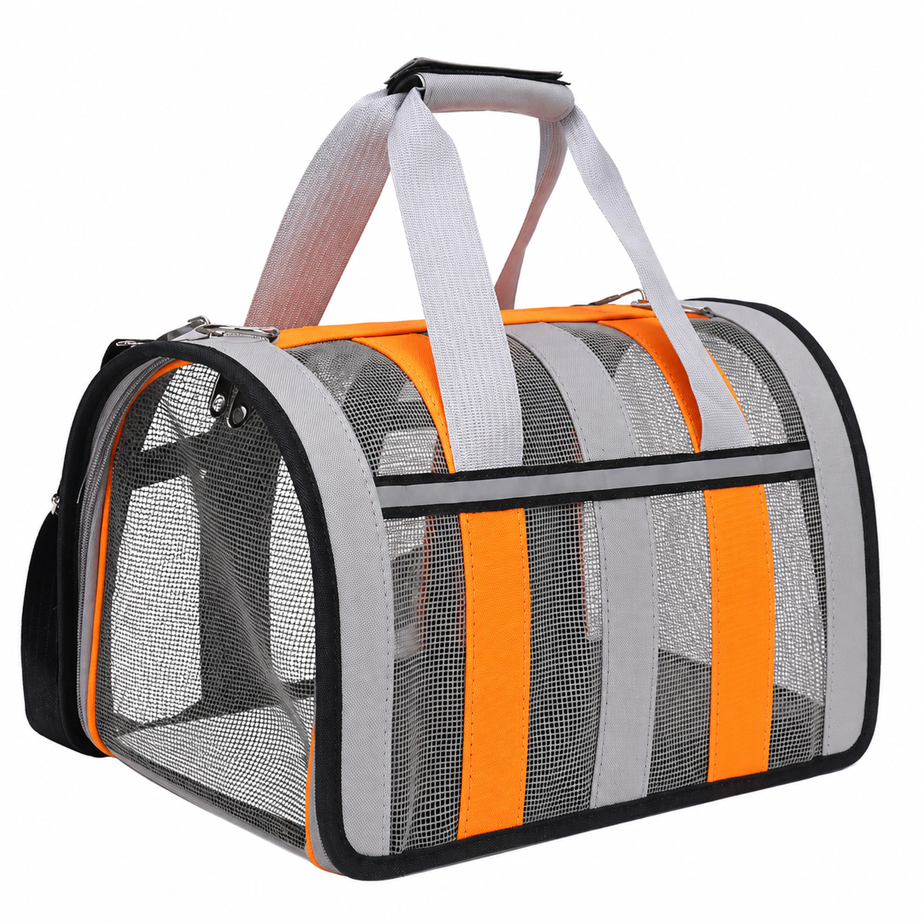 Transportadora para Gatos 34×24×24cm Plástico Plegable Naranja