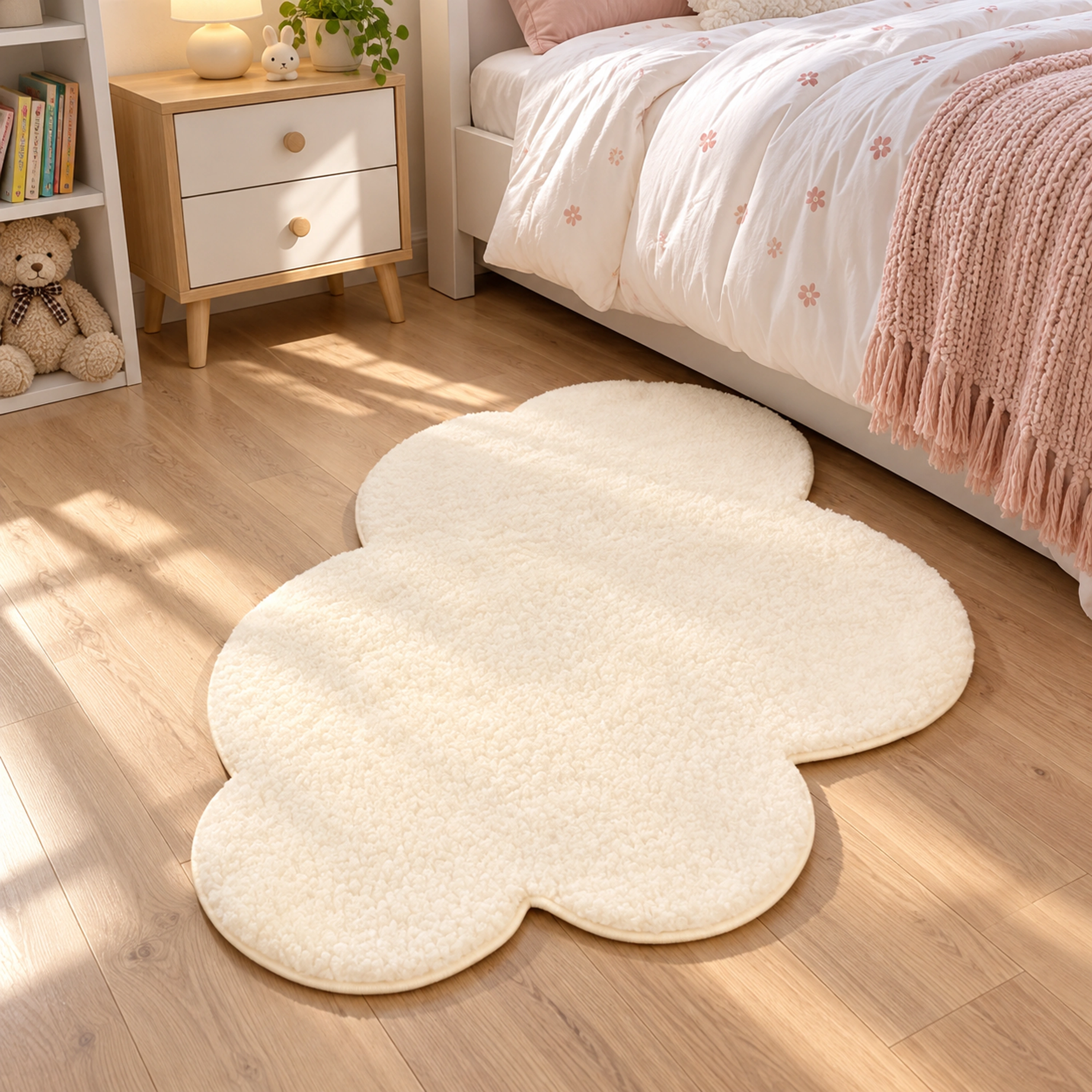 Alfombra de Nube 60 × 90 CM de Poliéster para Decoración de Dormitorio