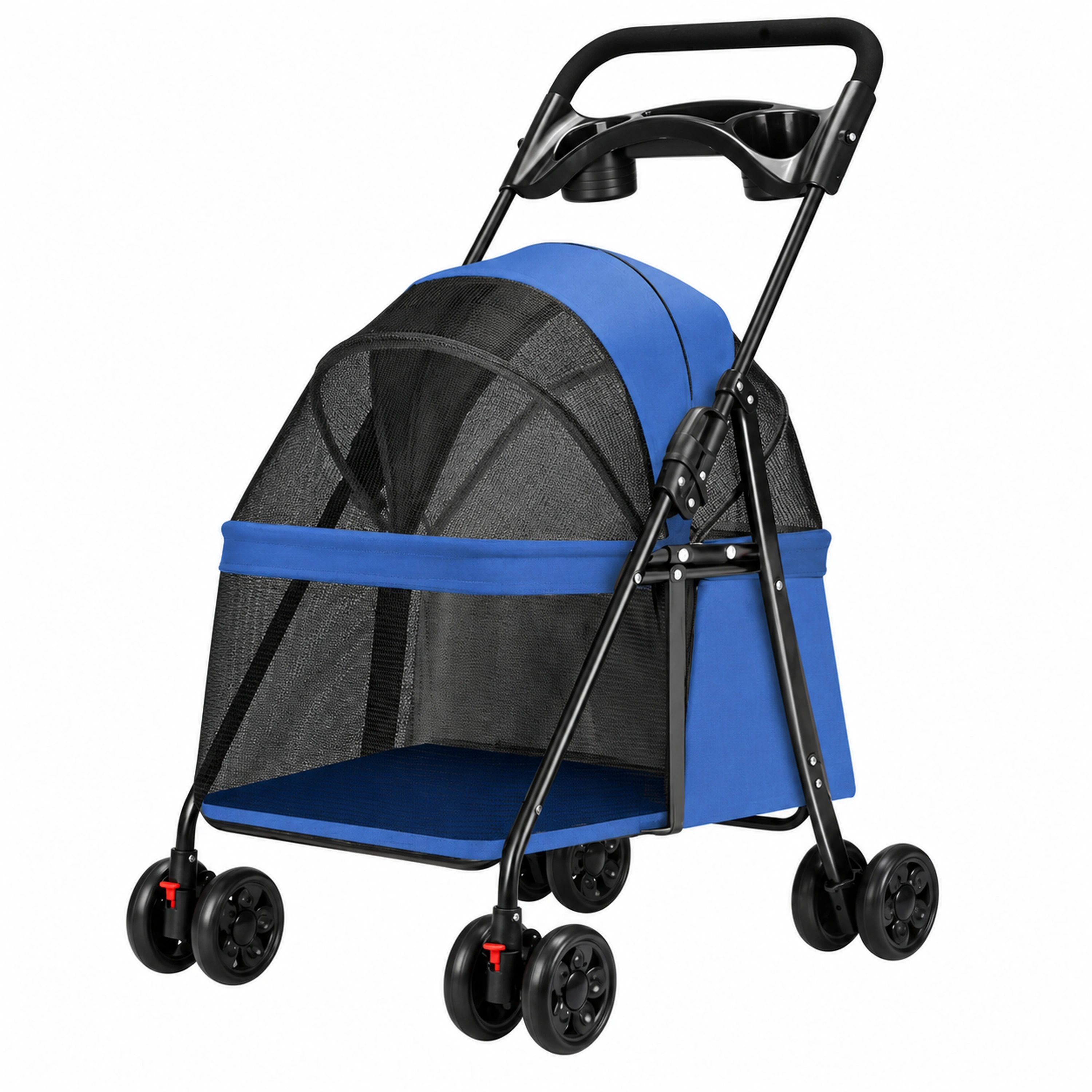 Cochecito para mascotas 97x49x69cm de tela Oxford color negro