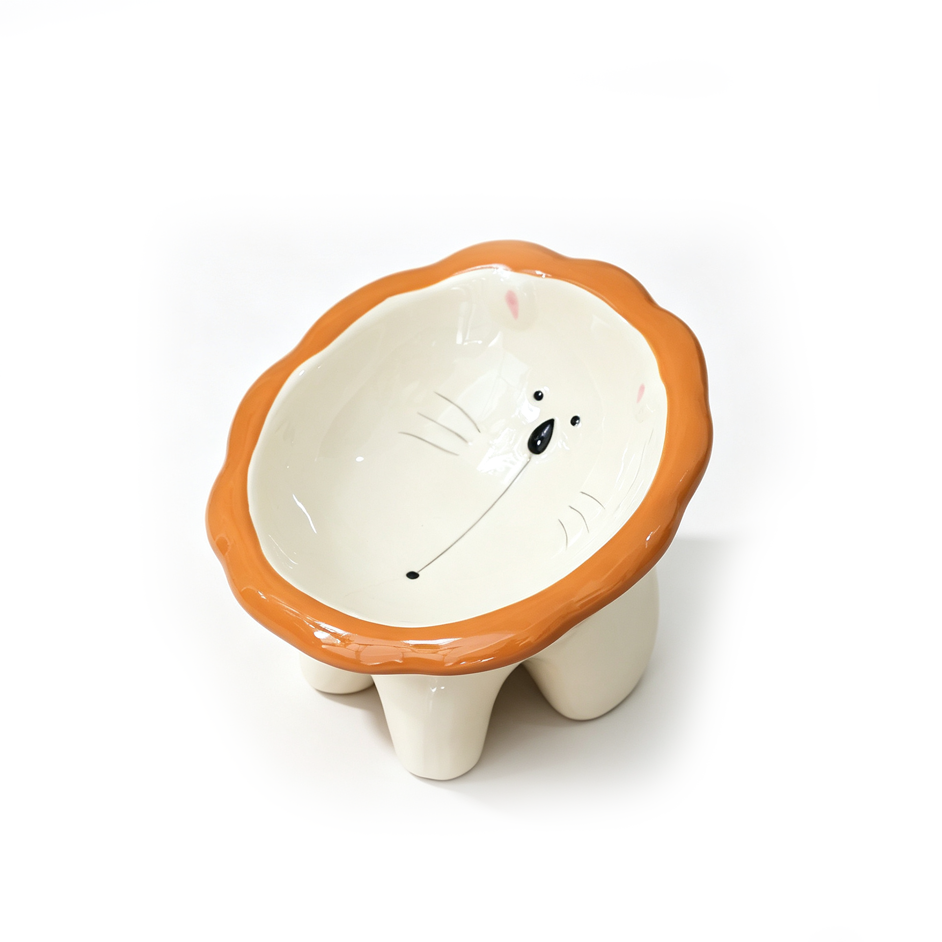 15.5*12.5*8cm para Gato Anti-vuelco Comedero Cerámica Beige