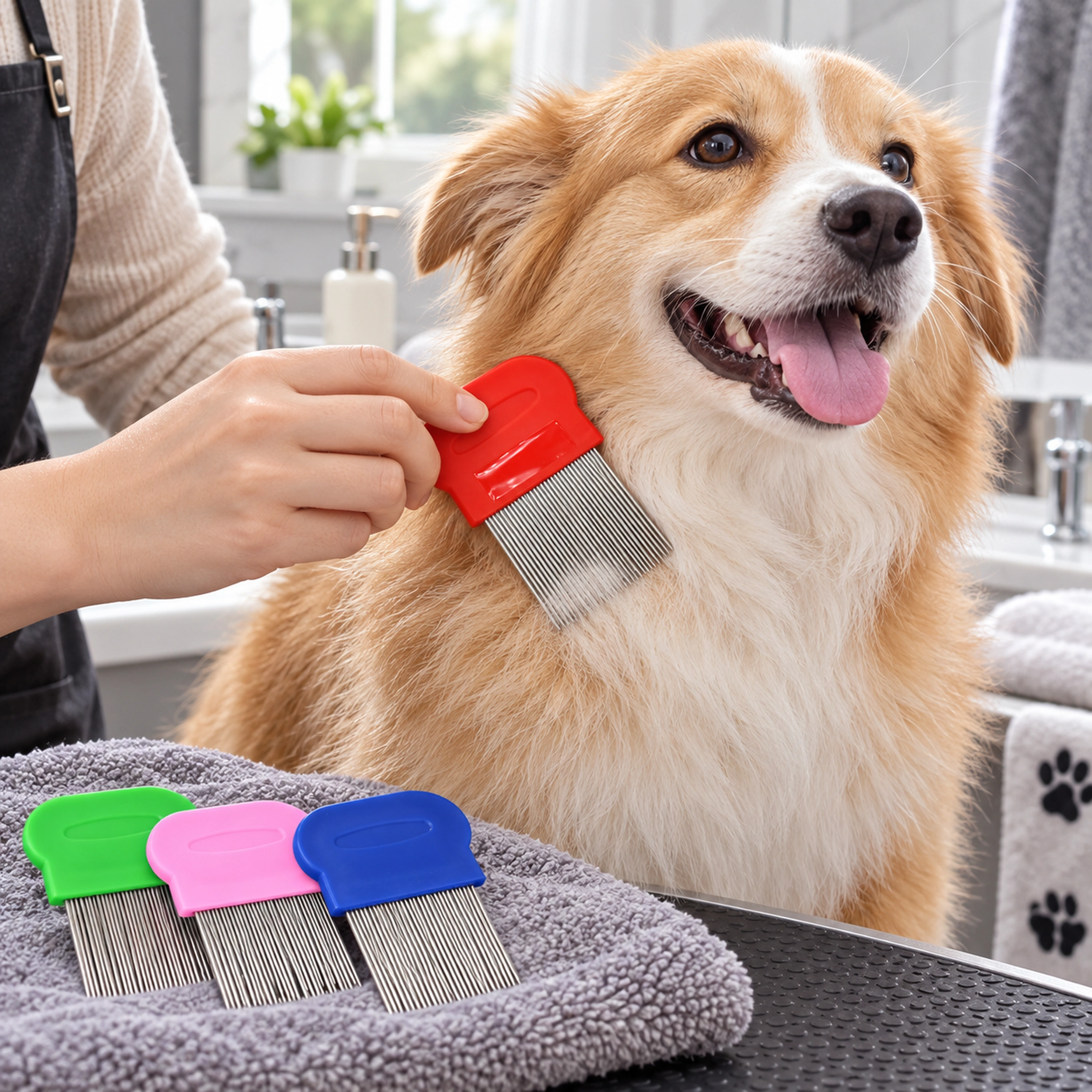 8*6cm Peine para Mascotas PP+Acero Inoxidable Surtido image 1