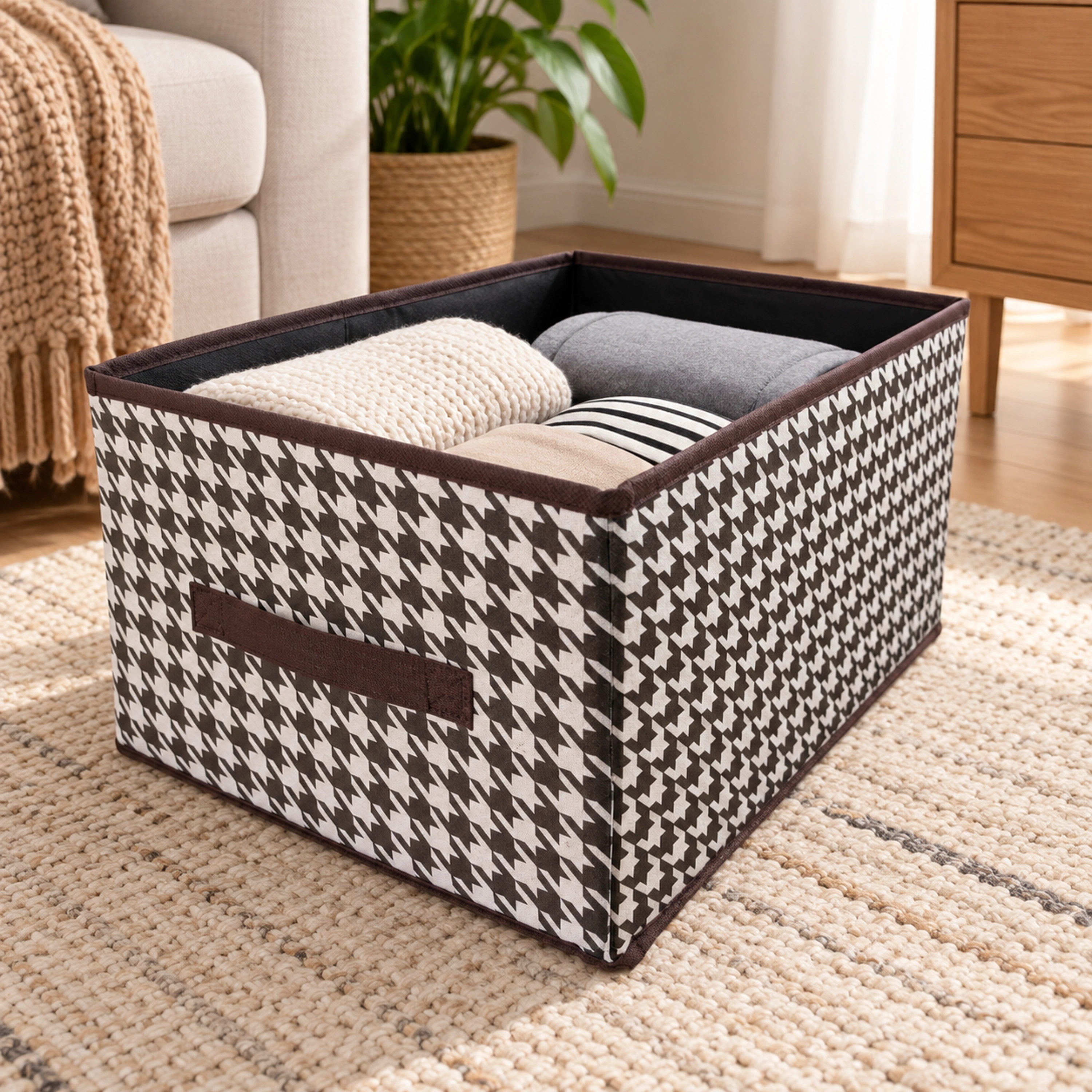 Cesta de Tela 40 × 28 × 20 CM de Imitación Lino para Organizar el Hogar
