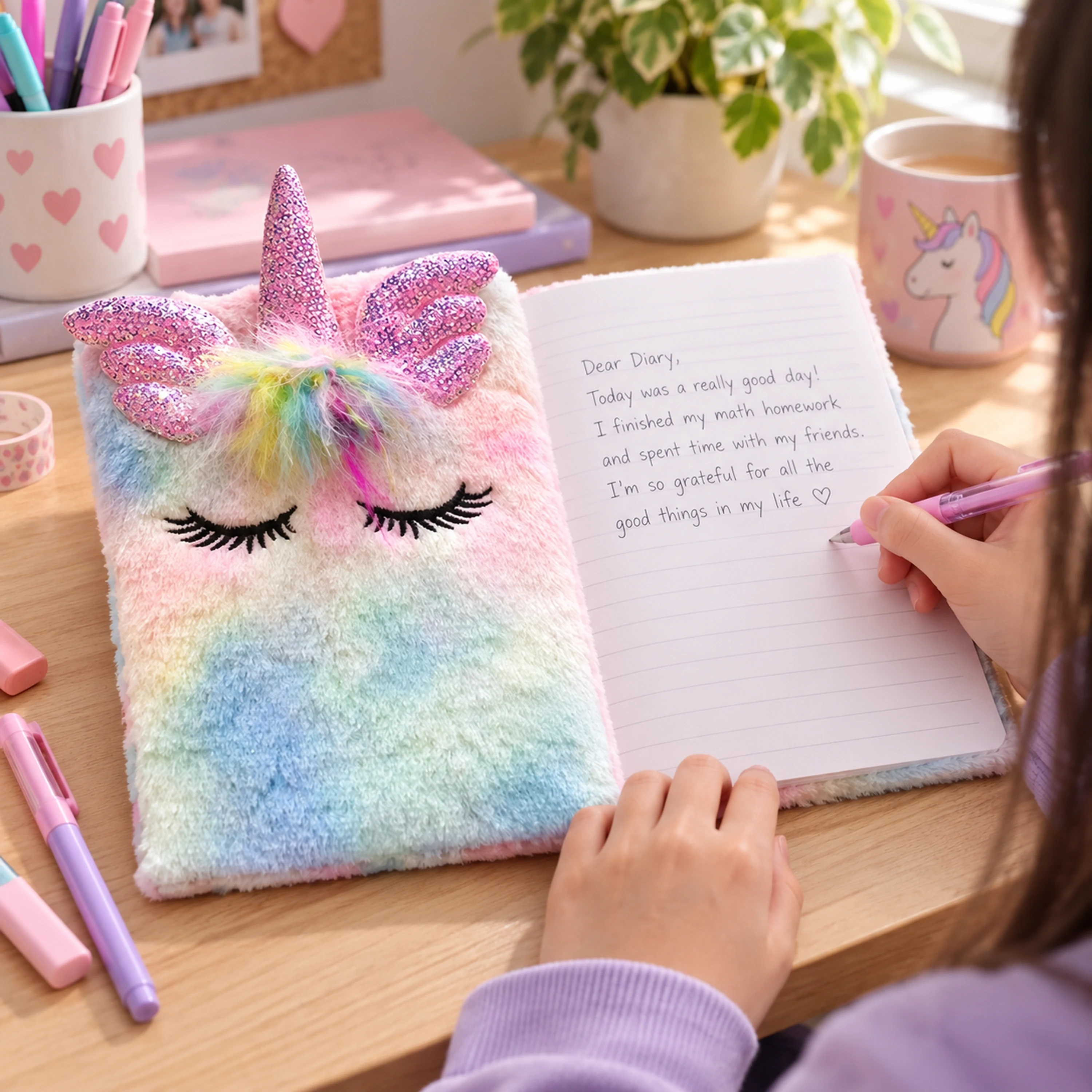 Cuaderno de Felpa con Dibujos 80 Hojas de Papel para Oficina y Estudio