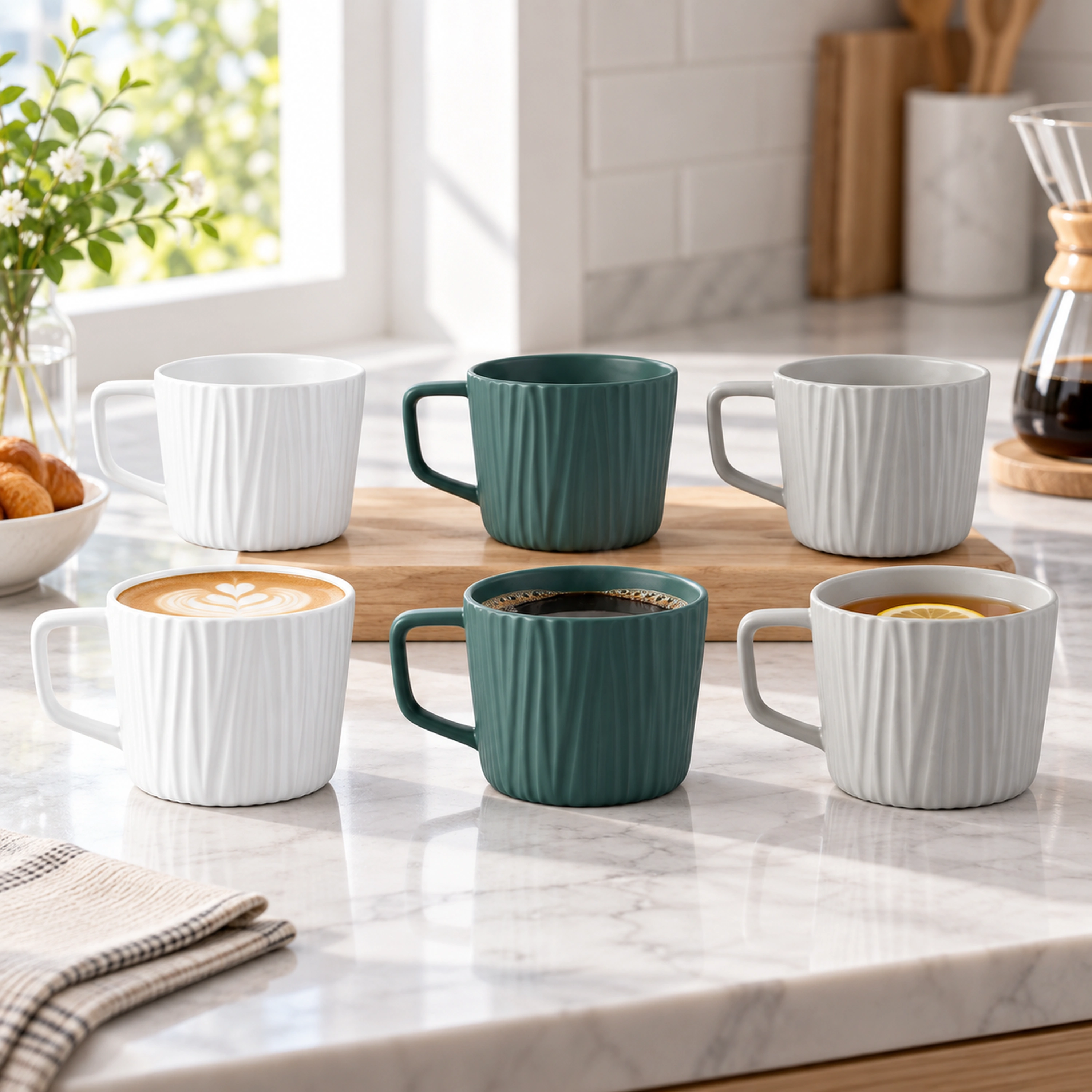 Set de 6 Tazas de Café de Cerámica de 40 x 40 x 14 cm