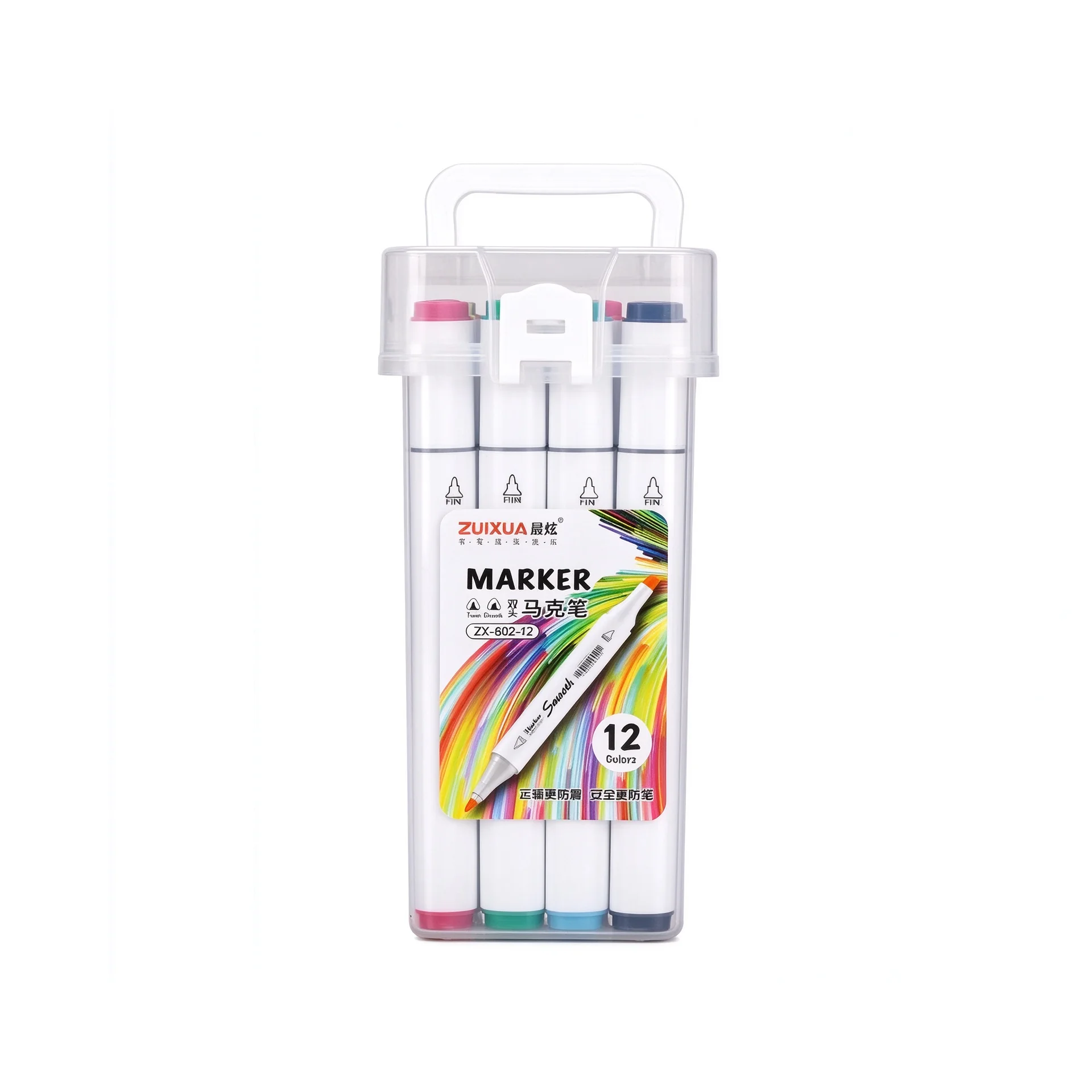 Marcador de Tinta Permanente Doble Punta Plástico para Oficina Multiespecificación