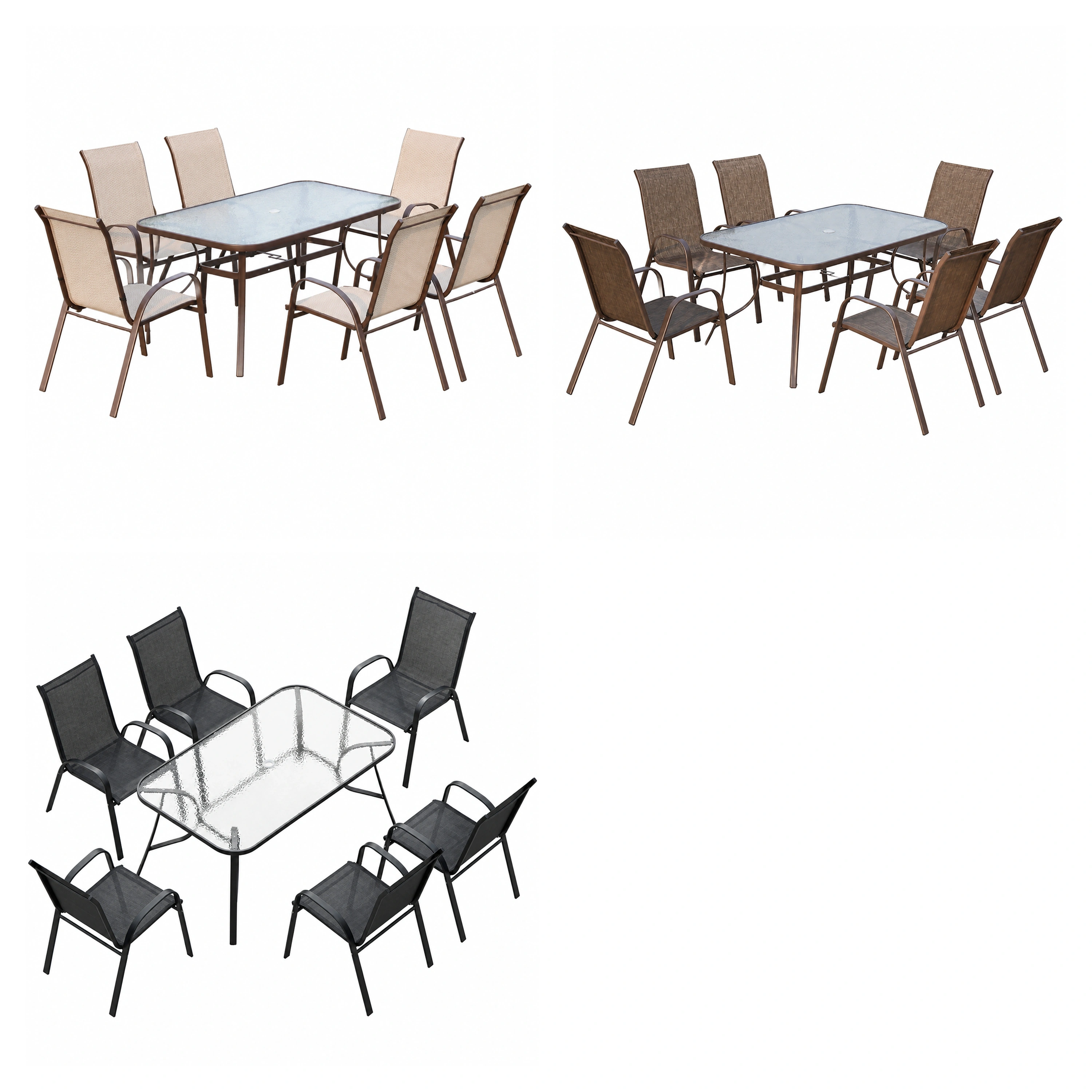 Juego de Mesa y Sillas de Ratán, 7 Piezas, Apilable, Varios Colores image 2