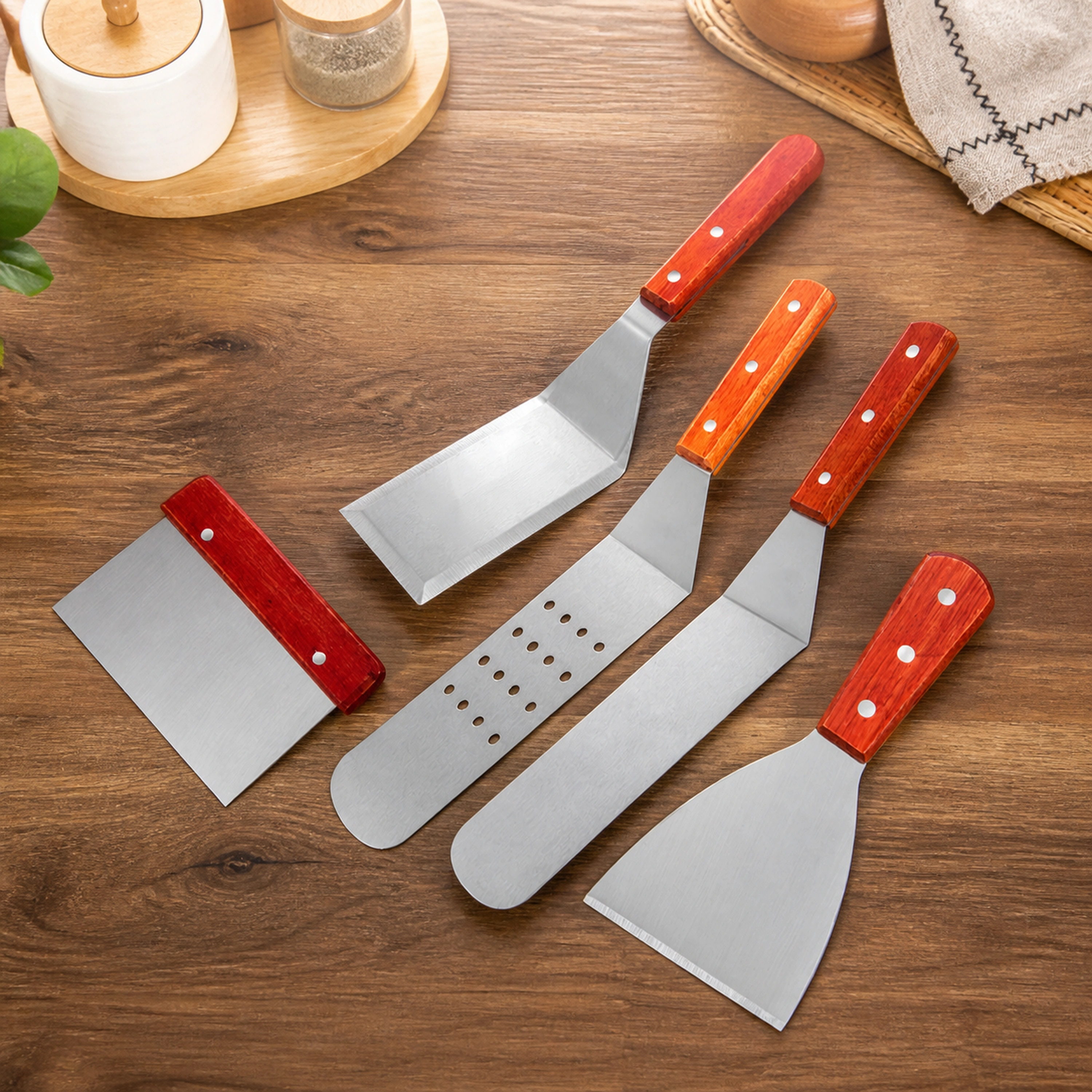 Juego de Espátulas para Bistec 5 Piezas de Acero Inoxidable para Cocina image 1