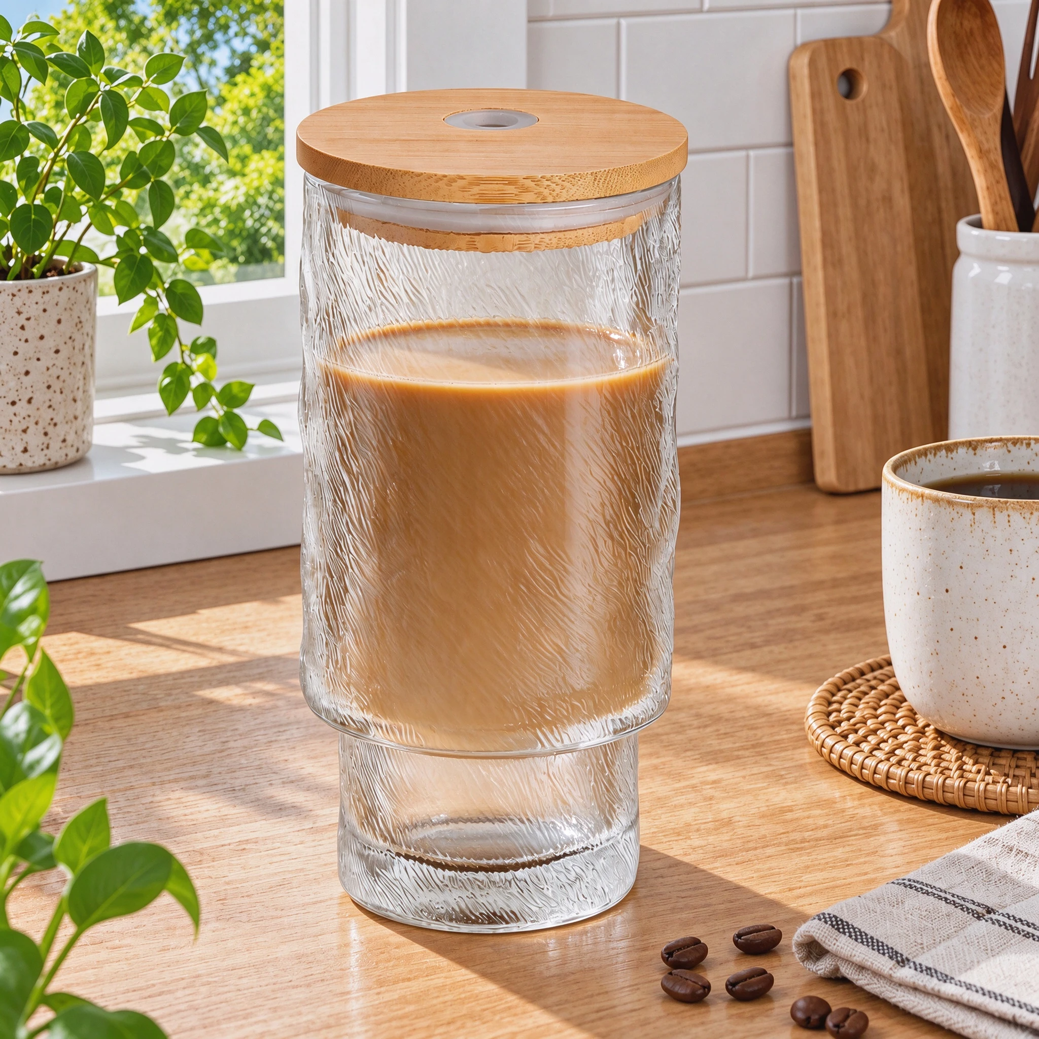Vaso con Popote Vidrio para el Hogar image 1