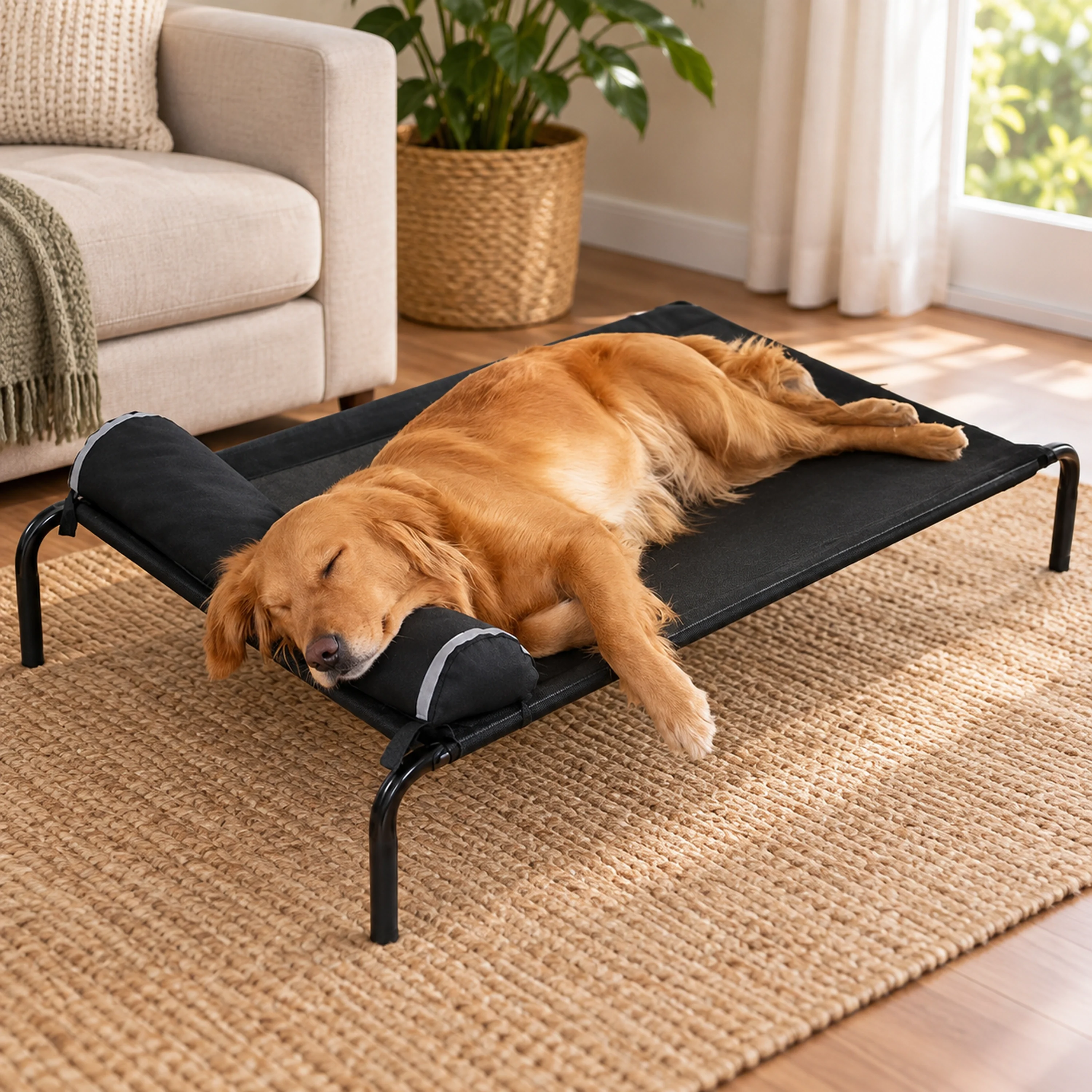 123*70*18cm Cama para Perro Hierro Negro