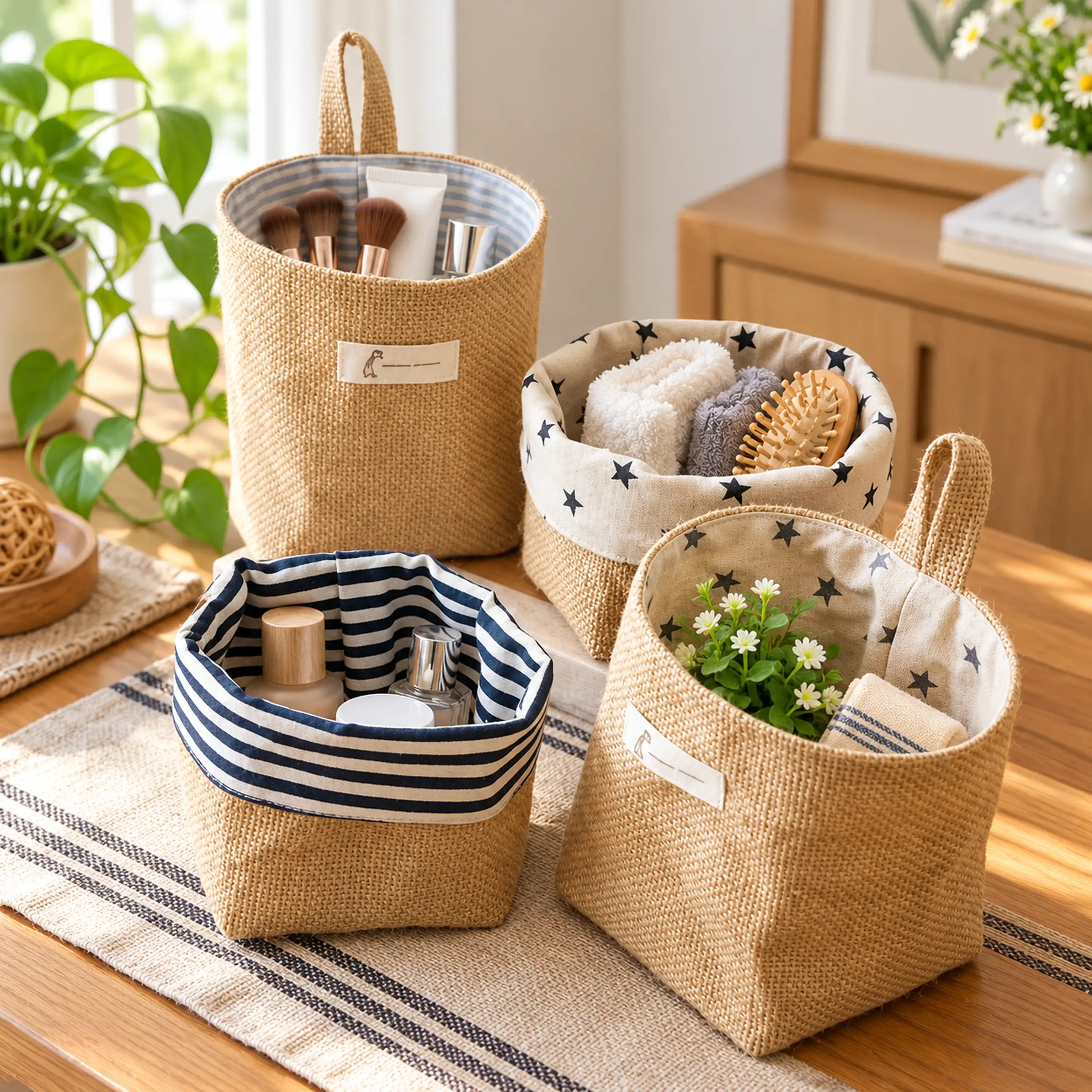 Organizador Colgante de Pared Multiusos de Dormitorio 10*13cm de Algodón y Lino Surtido image 1