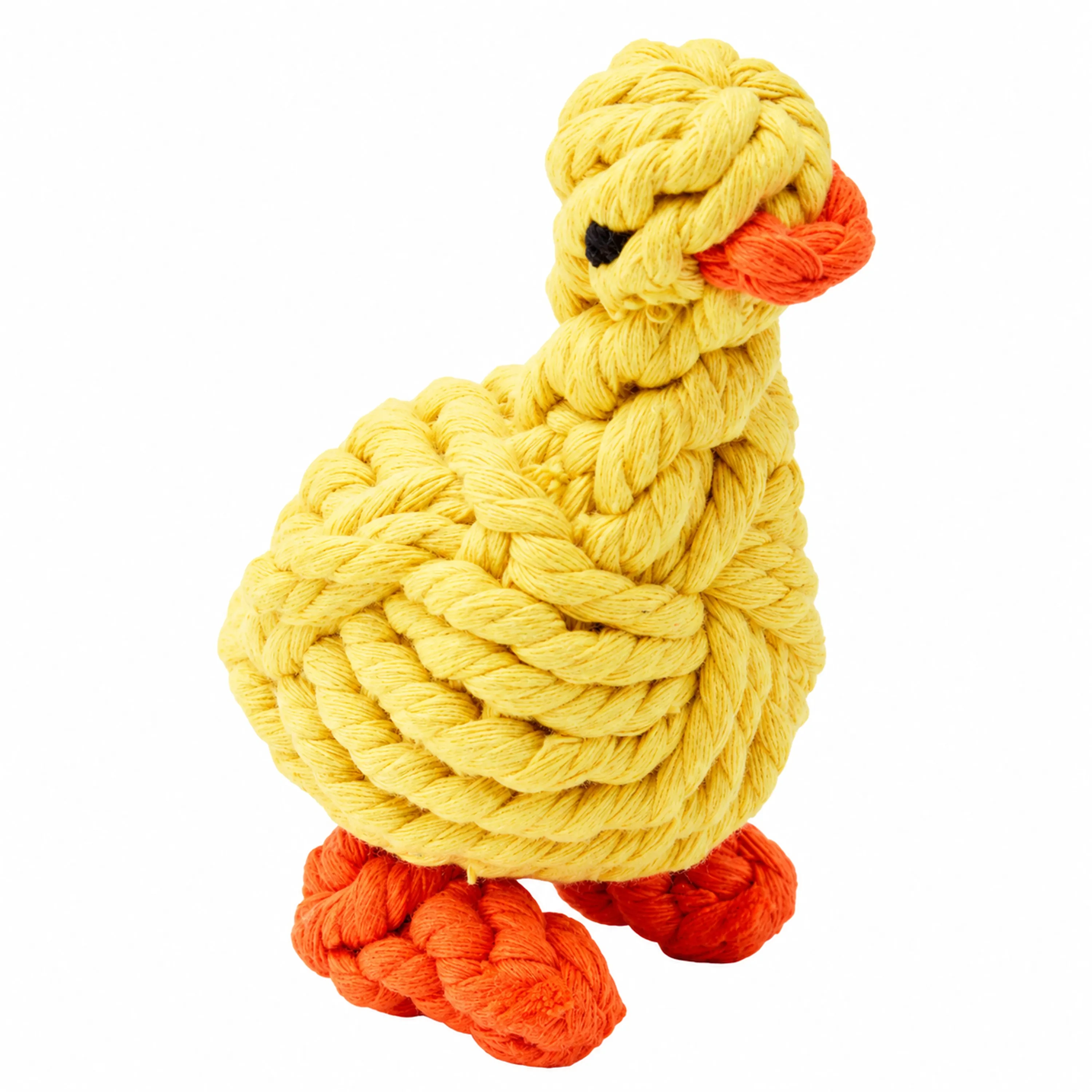 Juguete Patito Mordedor de Cuerda de Algodón para Perros 14x6cm Amarillo