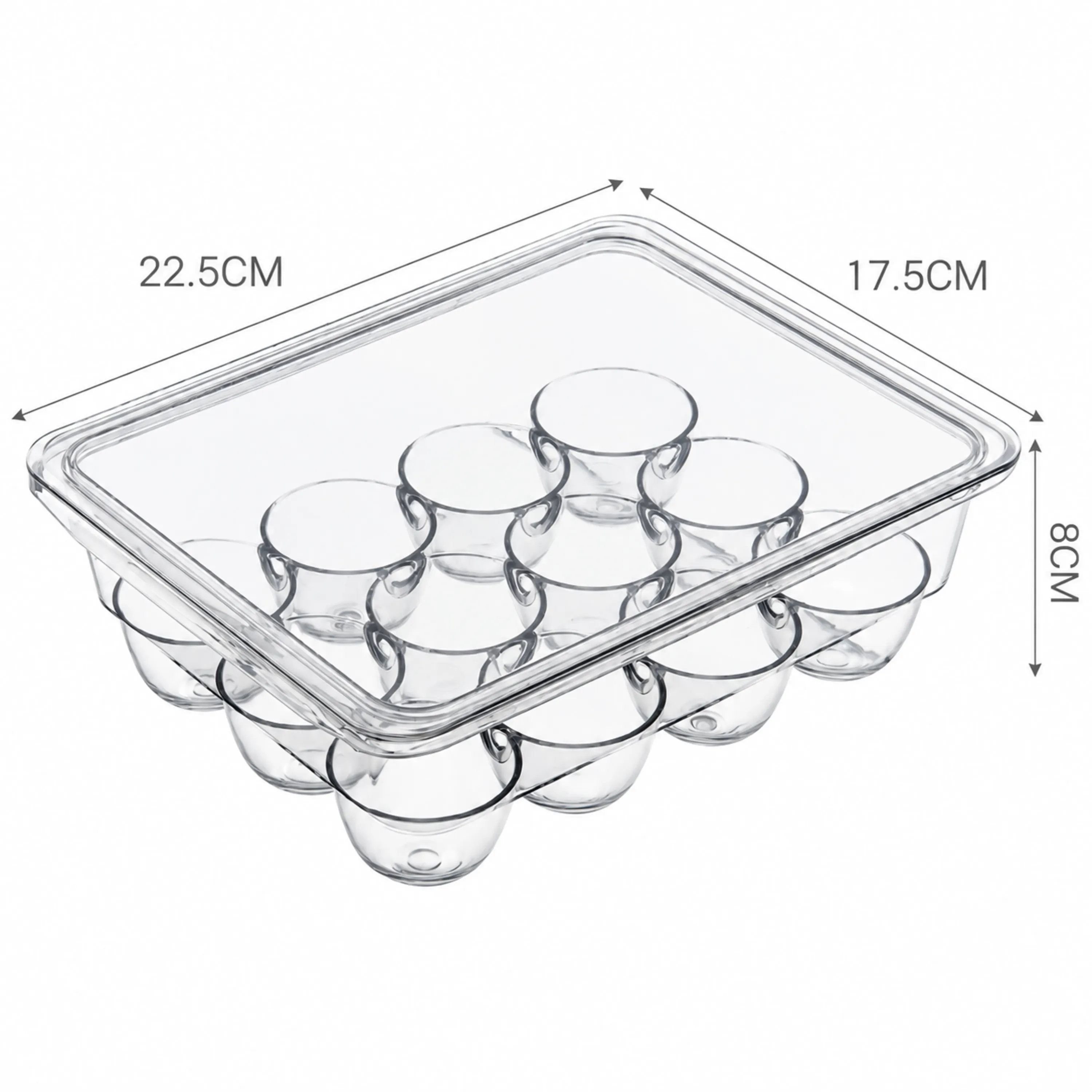Organizador Huevos Refrigerador 22x17x8cm Plástico Transparente