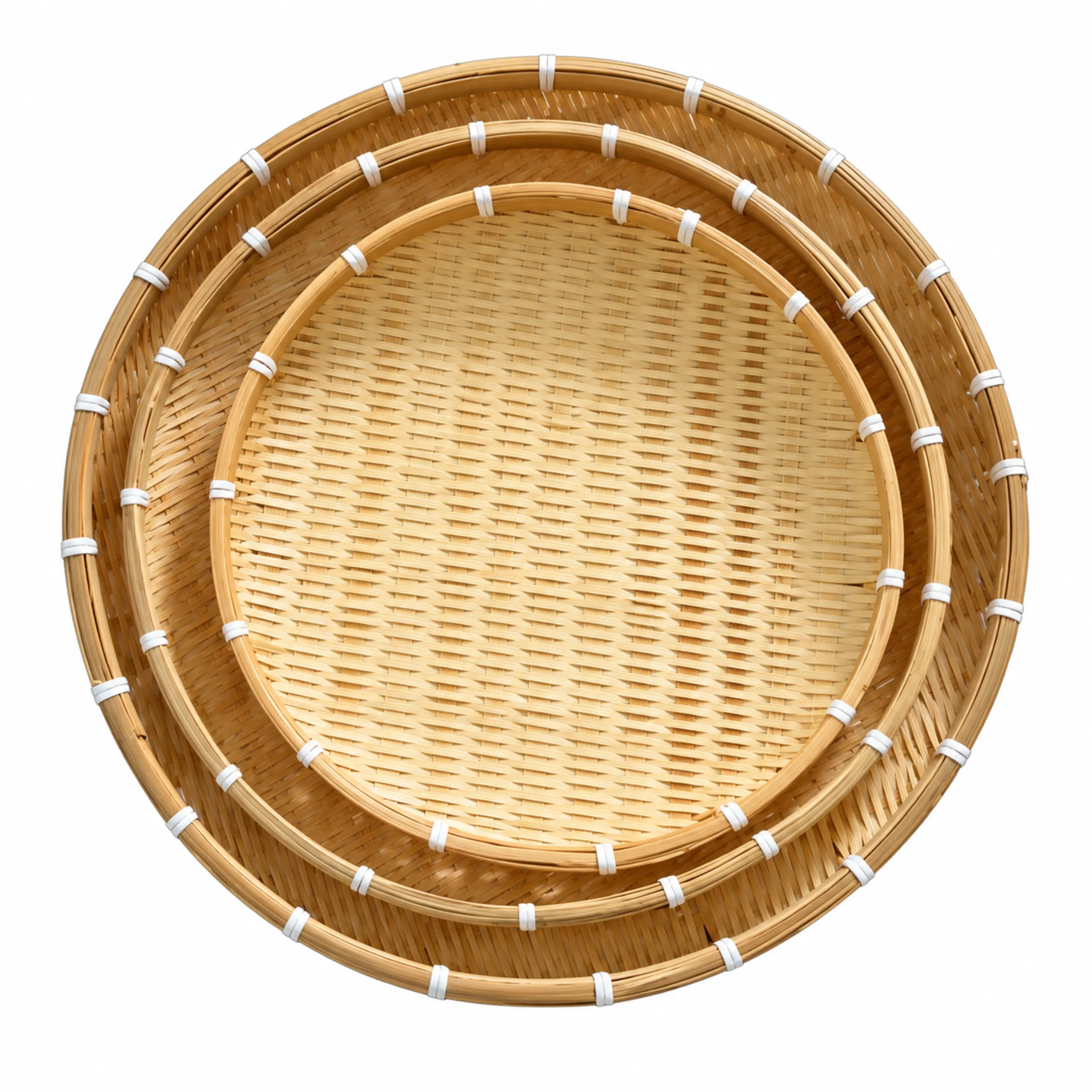 Cesta Cocina 35cm Paja con Malla 3 Piezas Madera
