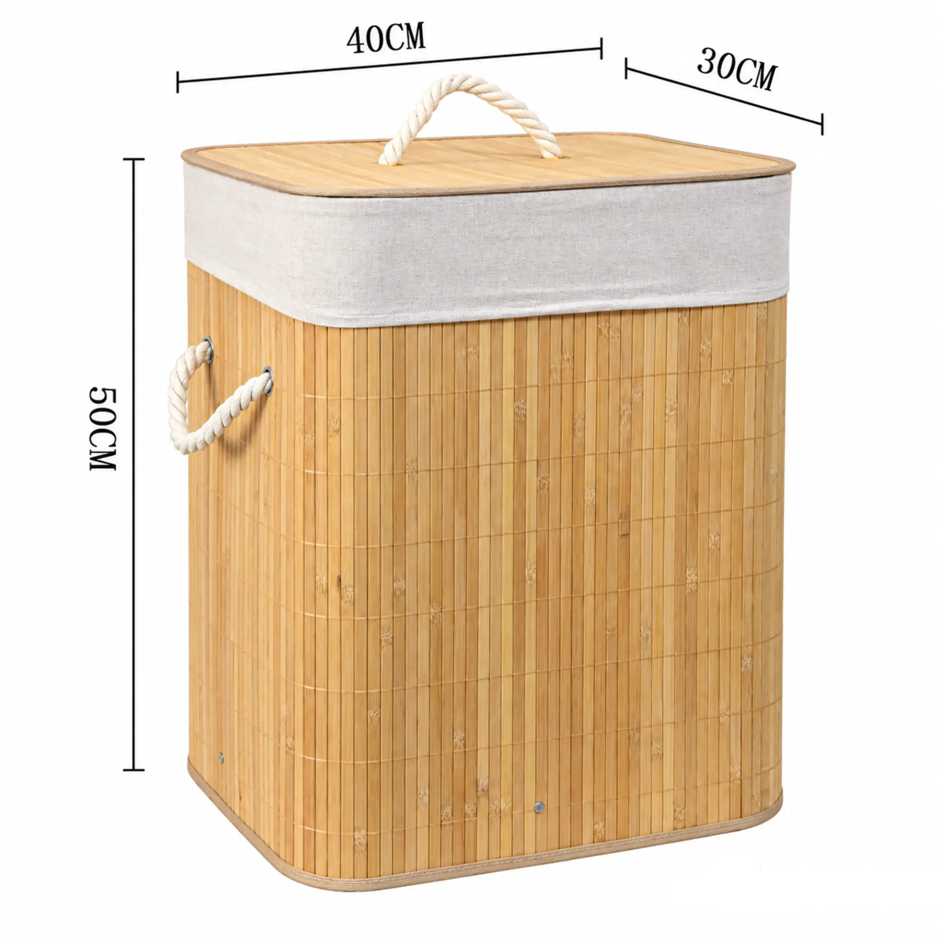 Cesto Hogar 40x30x50cm Bambú Madera