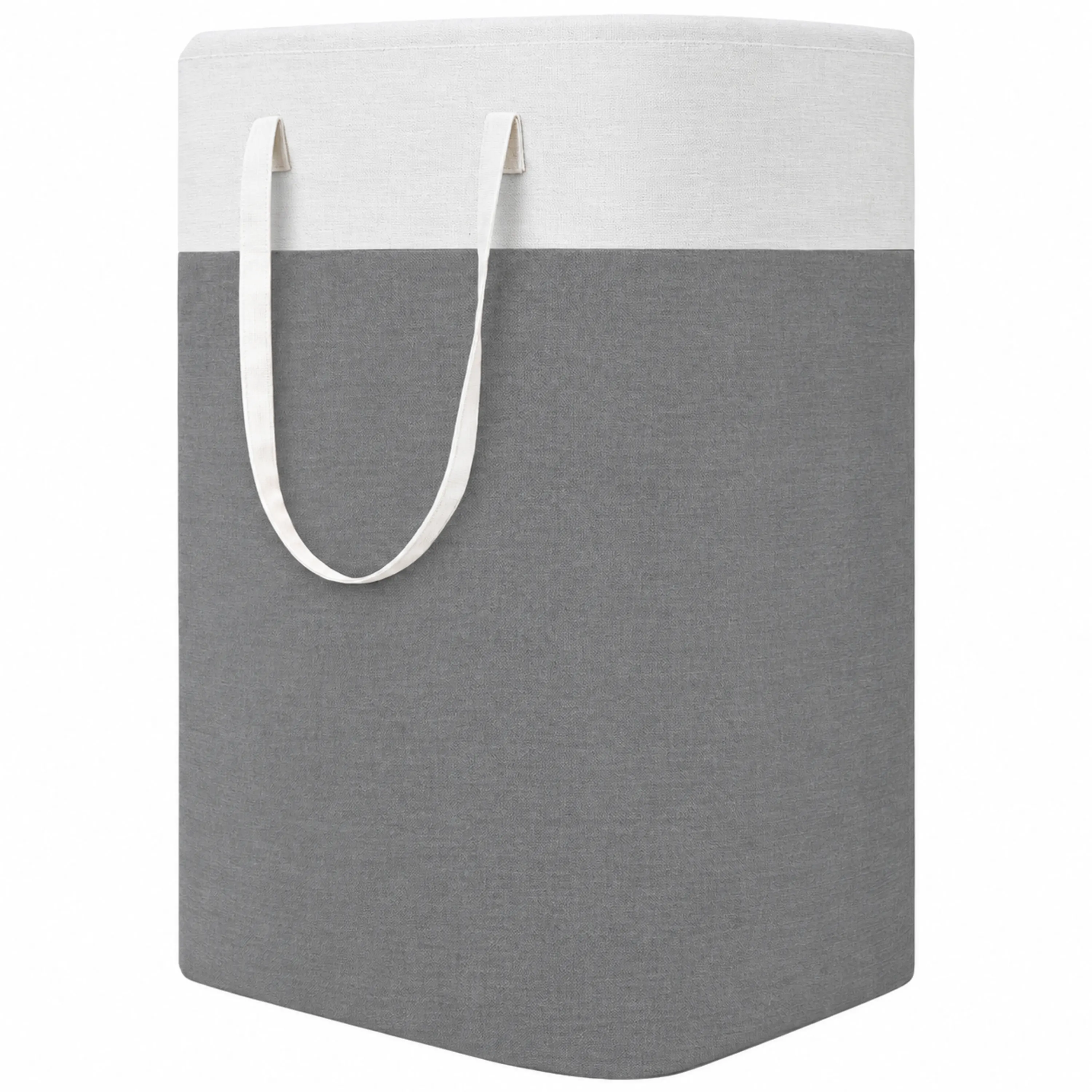 Cesto Plegable Hogar 100L Poliéster Gris y Blanco